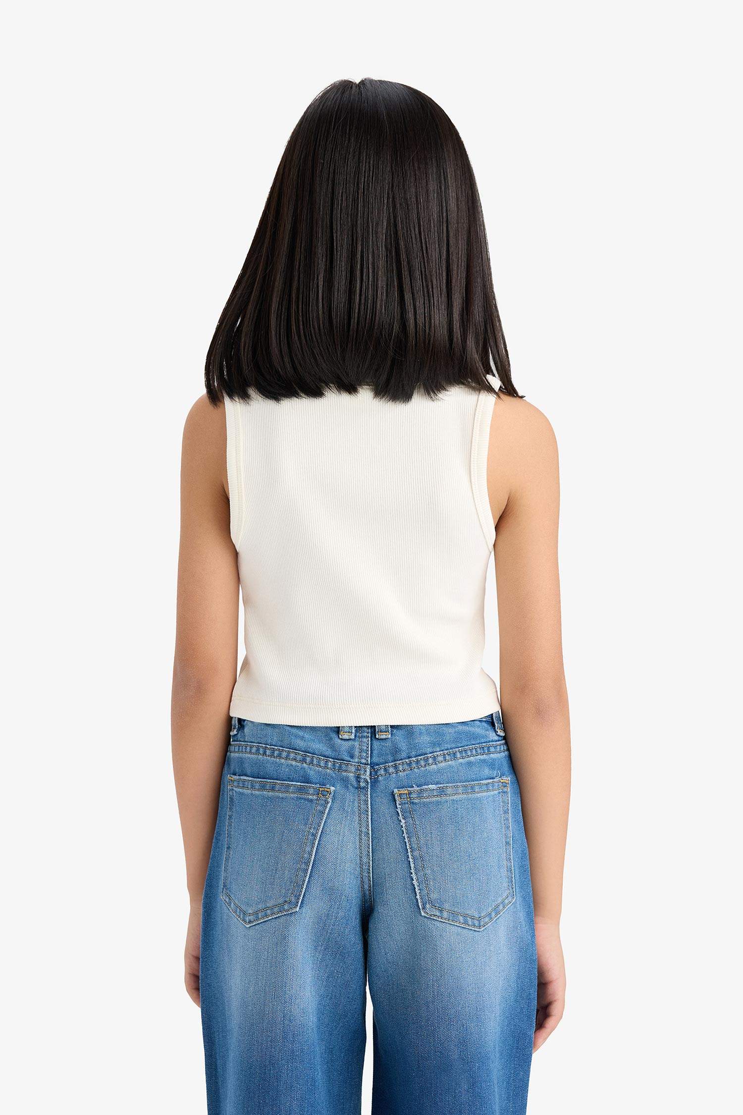 Kız Çocuk Bisiklet Yaka Basic Düz Atlet