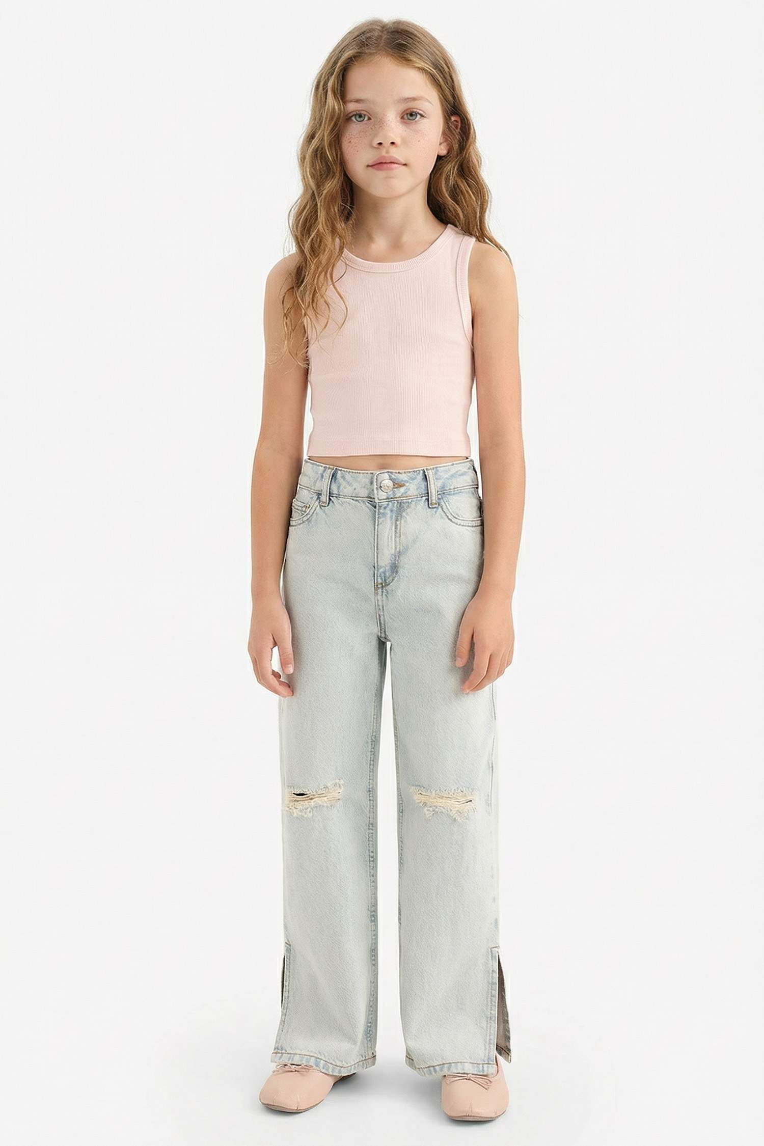 Girl Crew Neck Crop Top