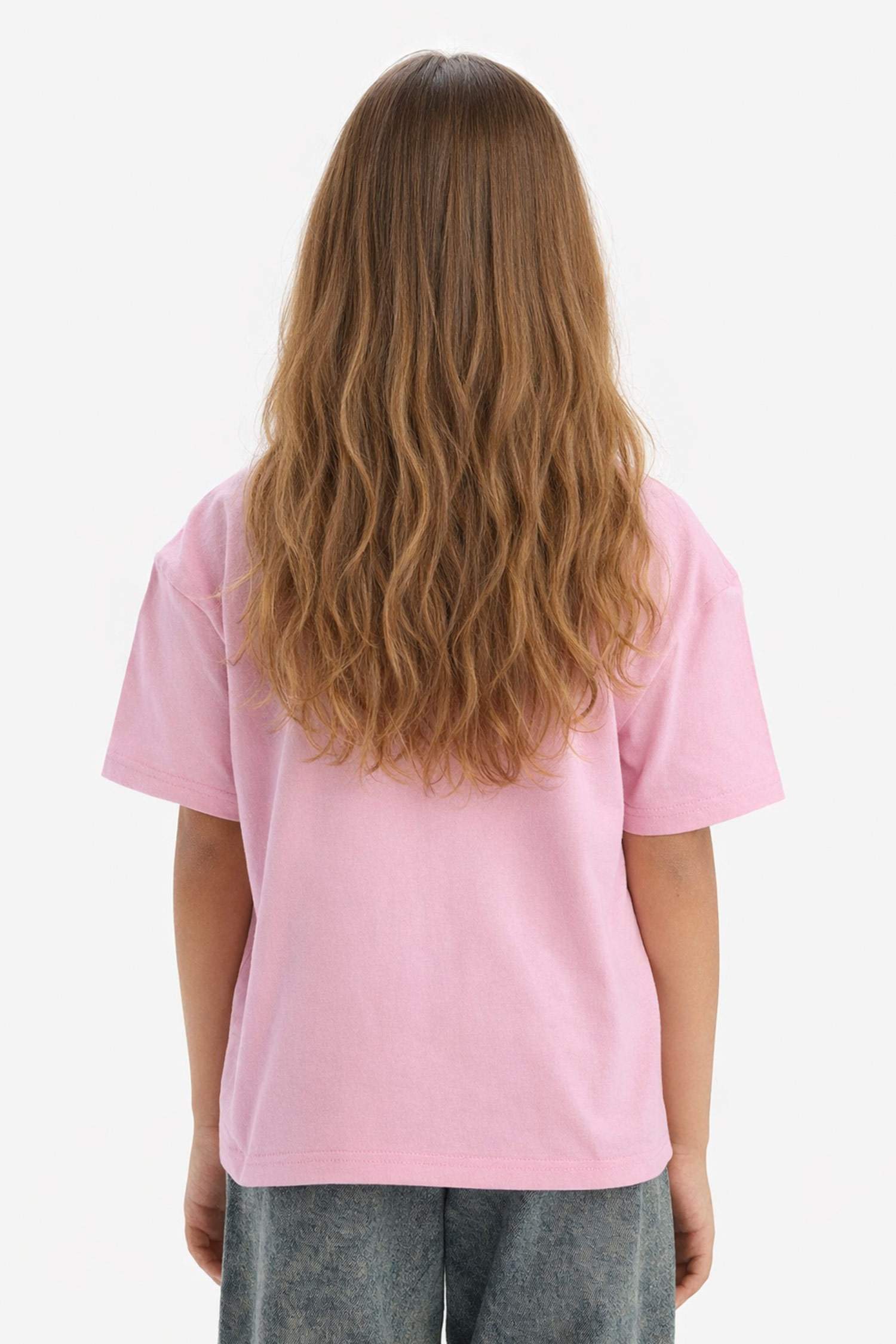 تيشيرت بناتي سادة نص ردن قصة مريحة بياخة مستديرة