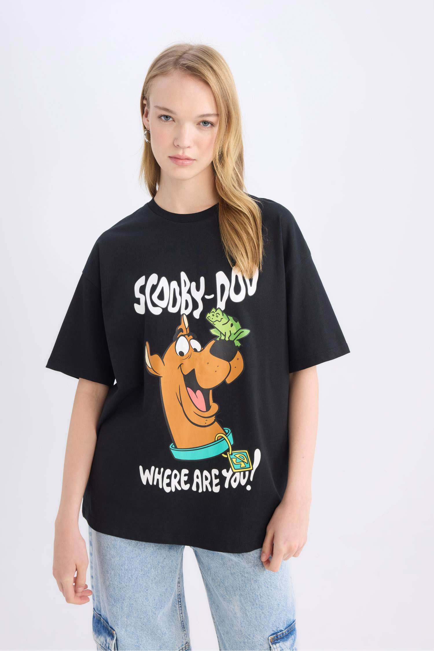 Coool Scooby Doo Oversize Geniş Kalıp Bisiklet Yaka Sırt Baskılı Kısa Kollu Tişört