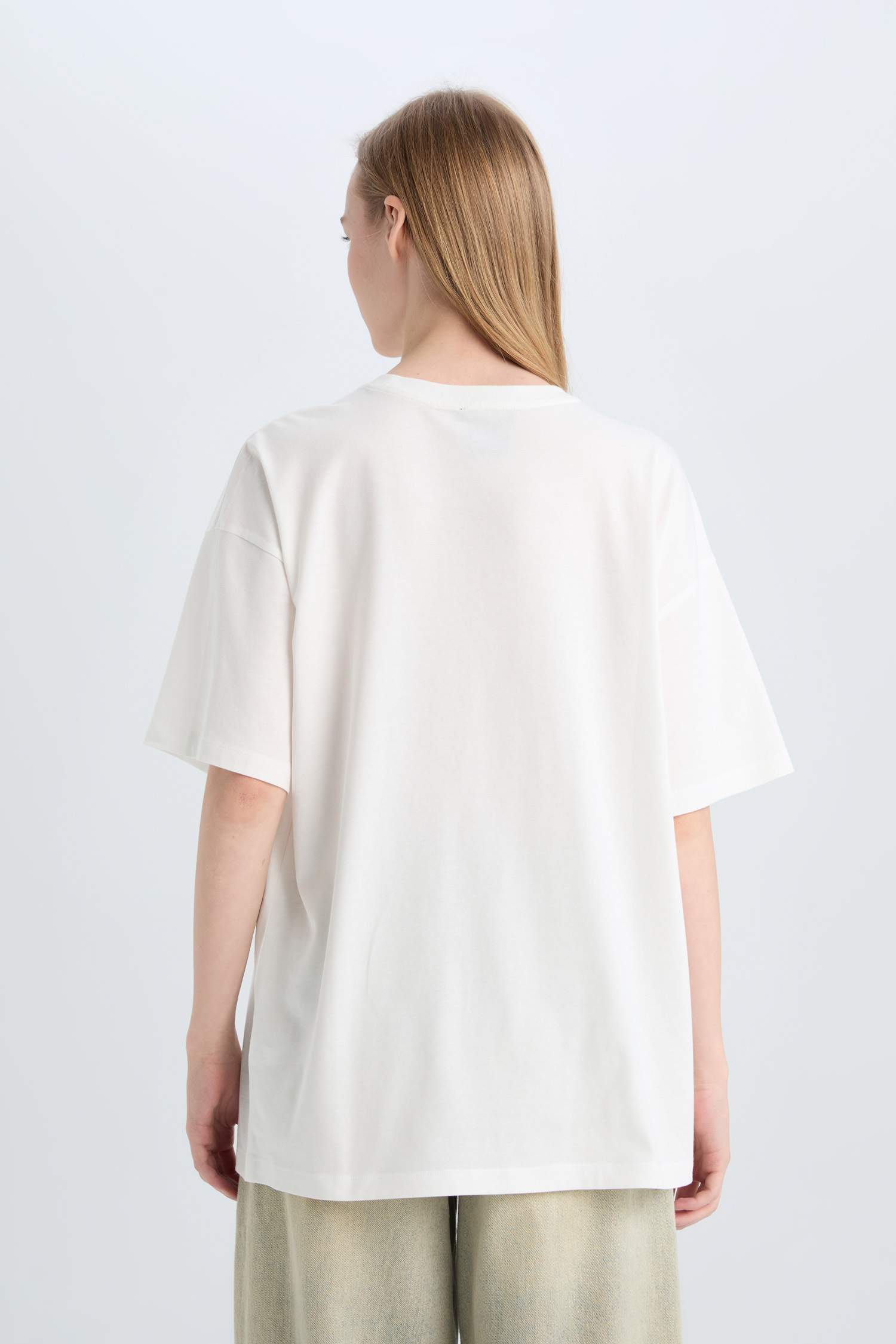 Rick and Morty Oversize Geniş Kalıp Bisiklet Yaka Baskılı Kısa Kollu Tişört