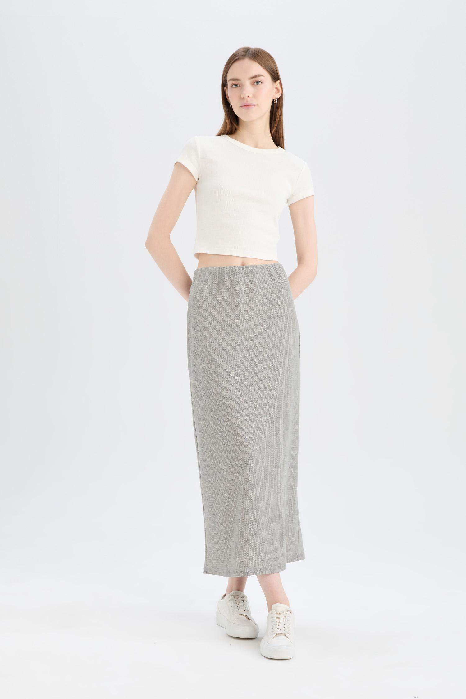 Юбка макси с высокой талией, юбка-ластик