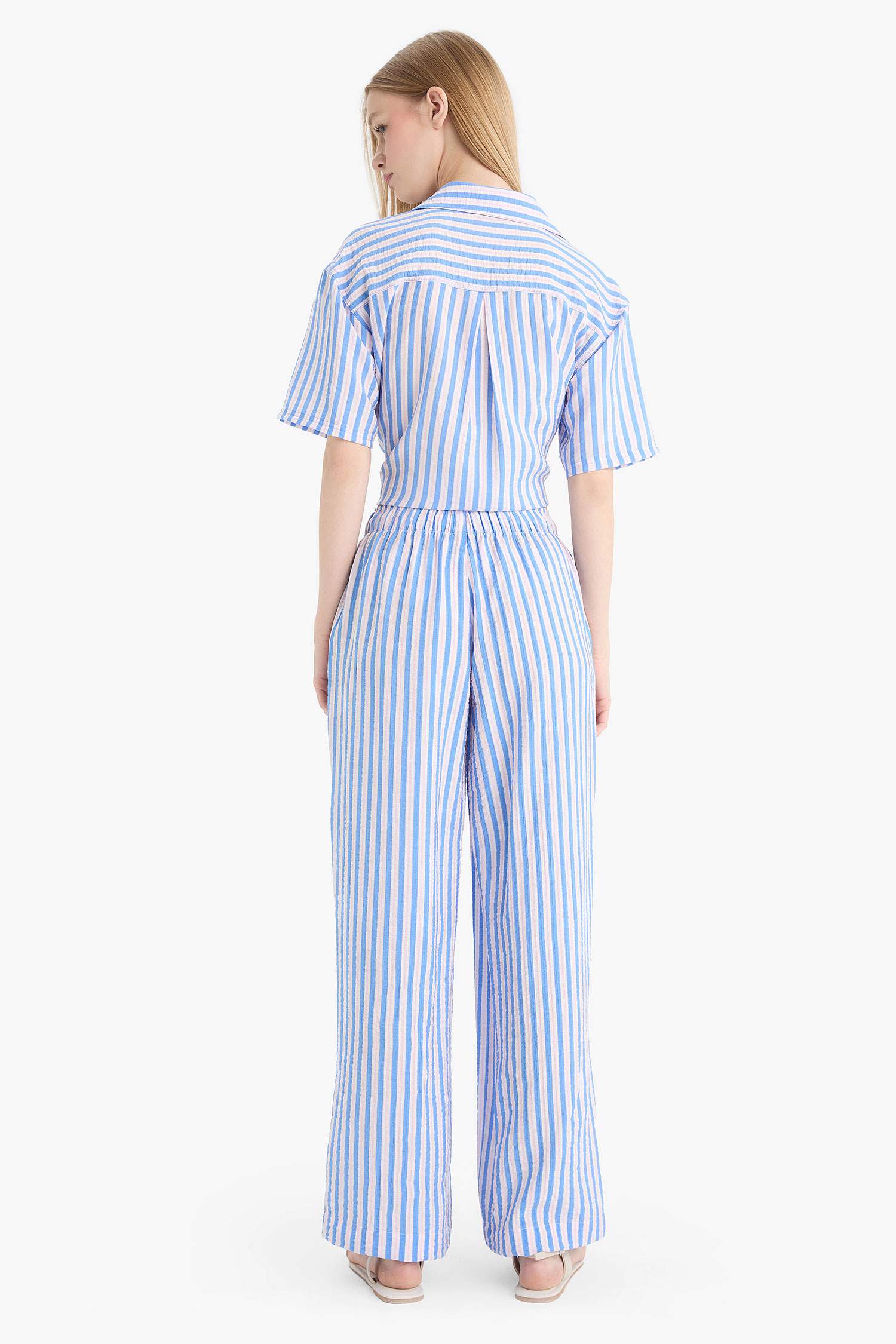 سروال مخطط وايد ليج