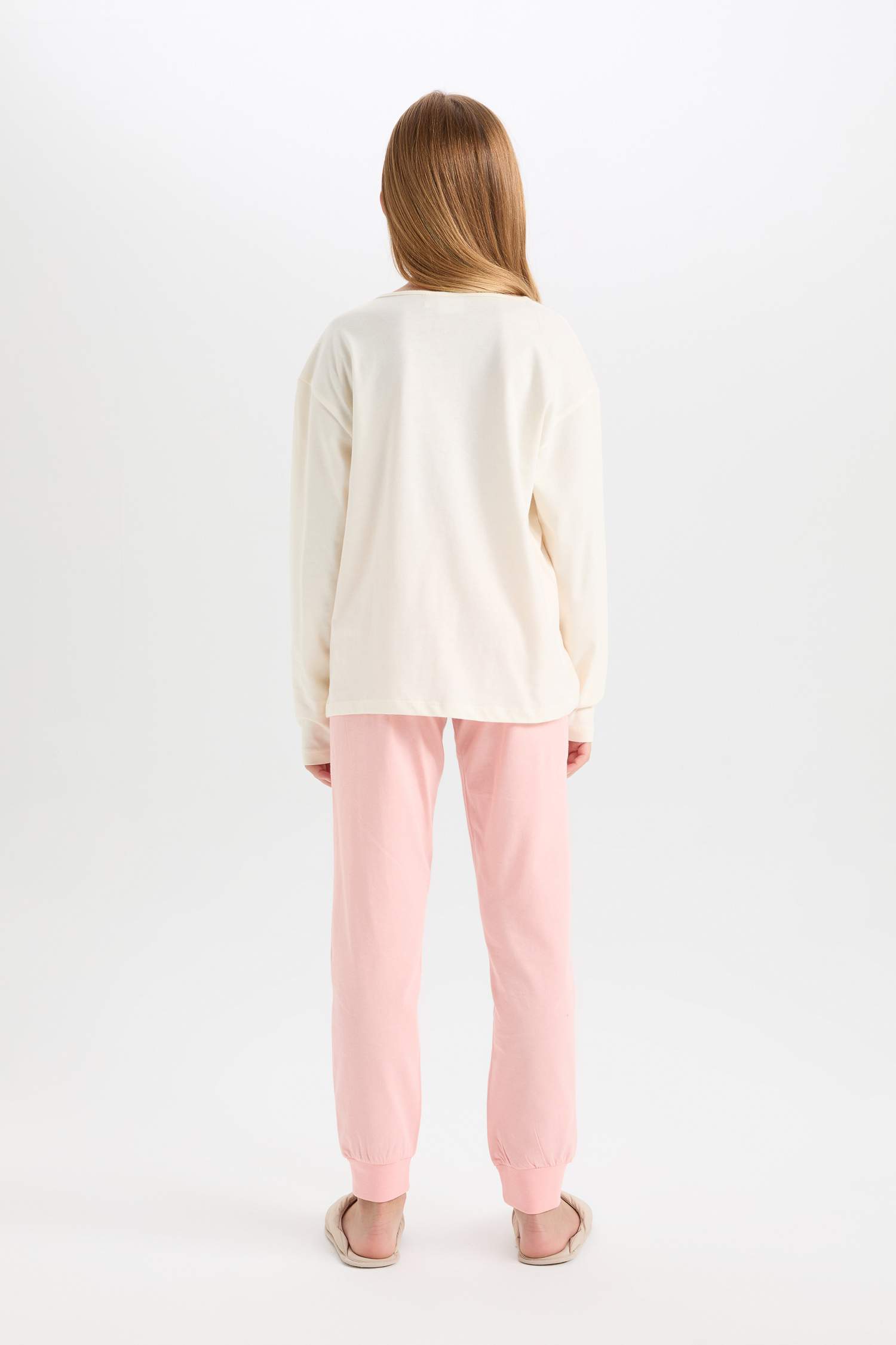 Kız Çocuk Pijama Takımı Snoopy Uzun Kollu Üst Beli Lastikli Uzun Alt