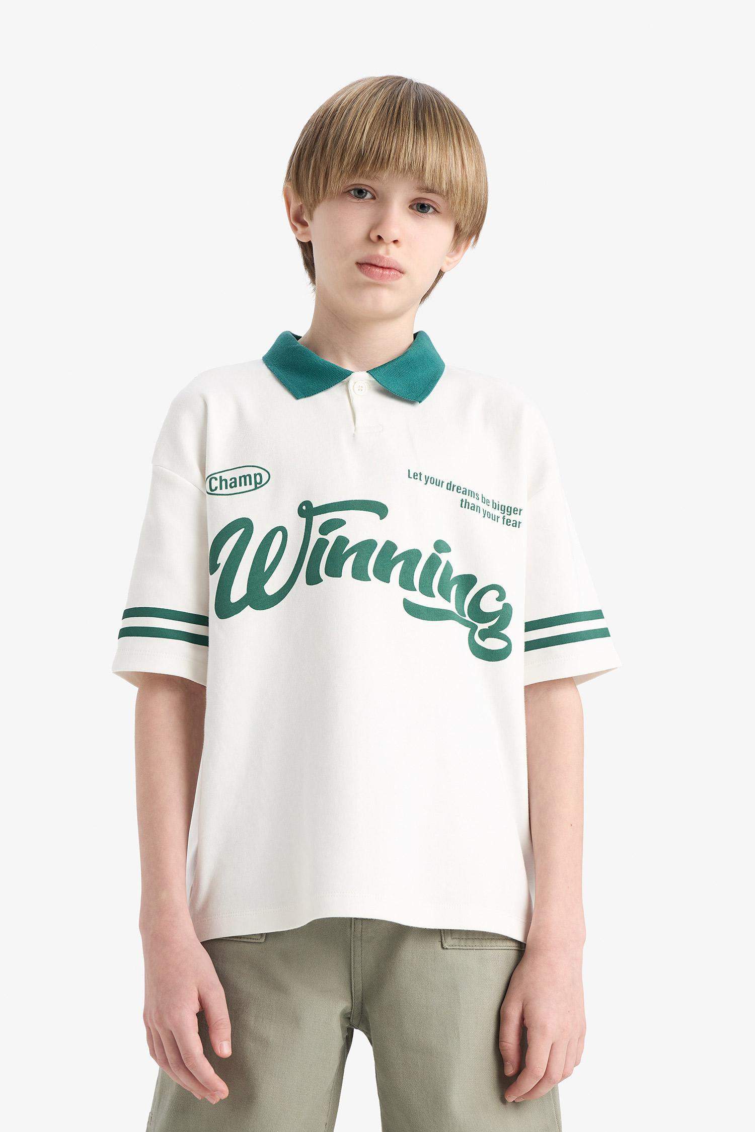 Поло футболка с коротким рукавом оверсайз для мальчиков