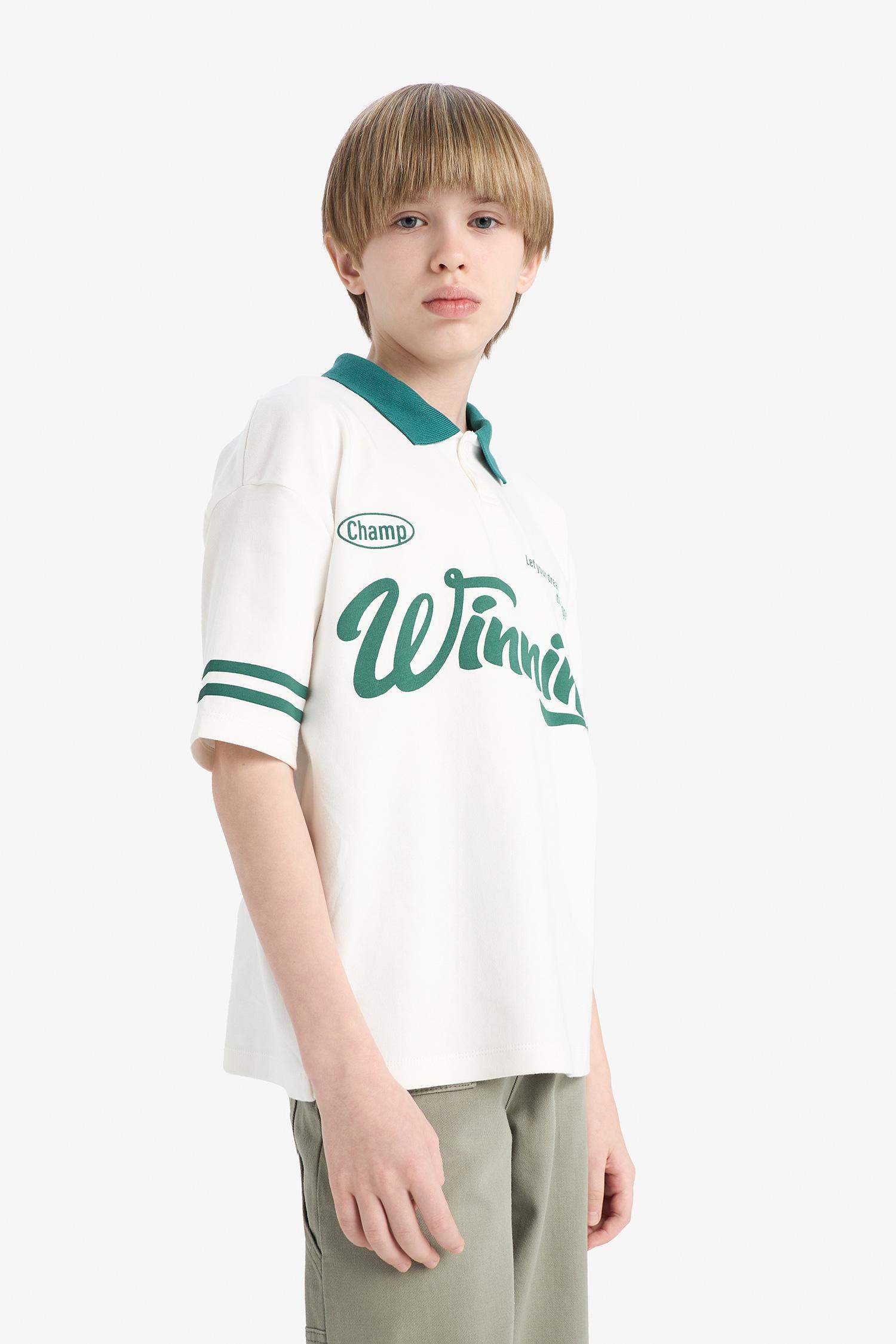 Поло футболка с коротким рукавом оверсайз для мальчиков