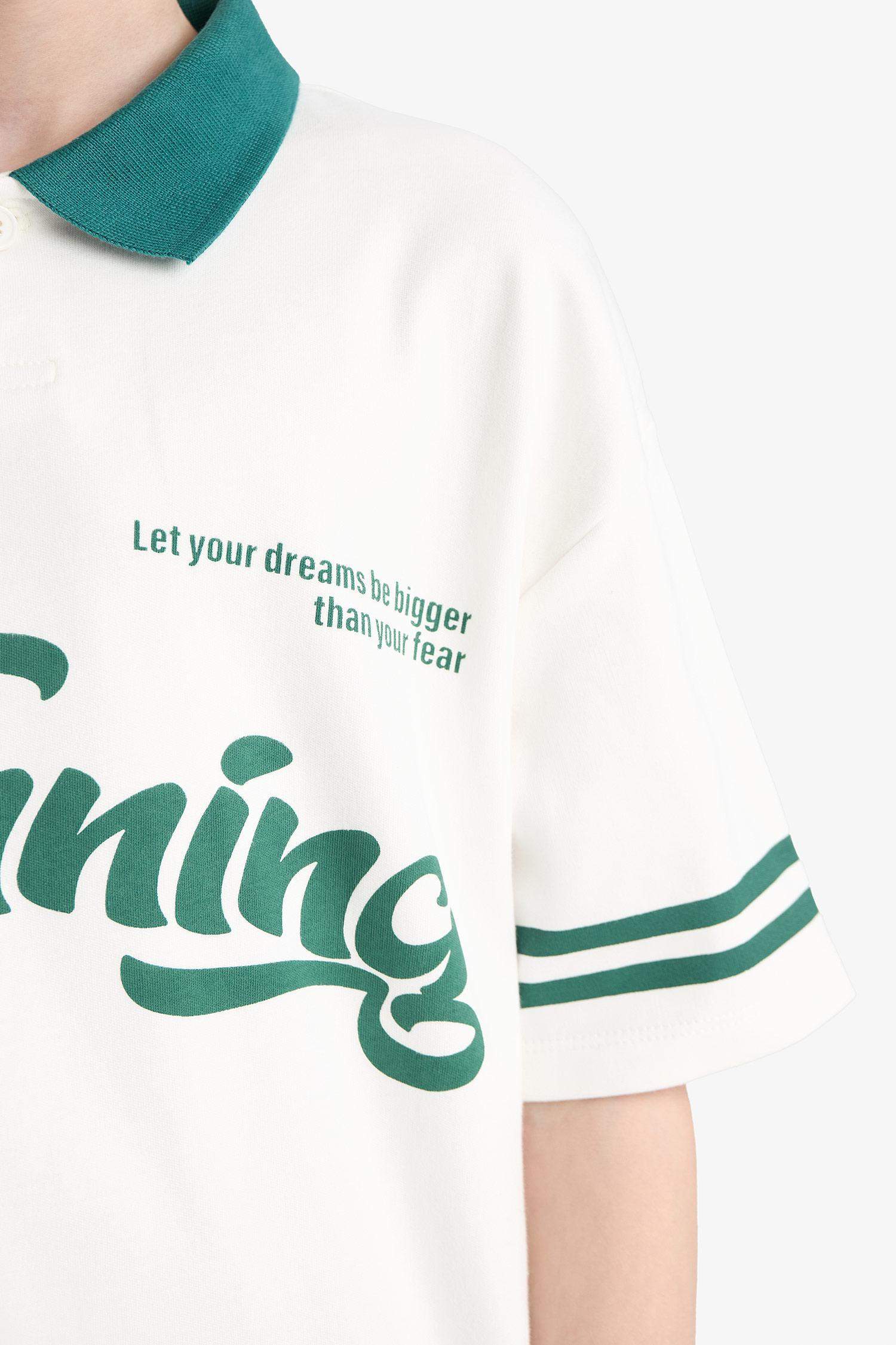 تيشيرت بولو ولادي نص ردن اوفر سايز مطبوع