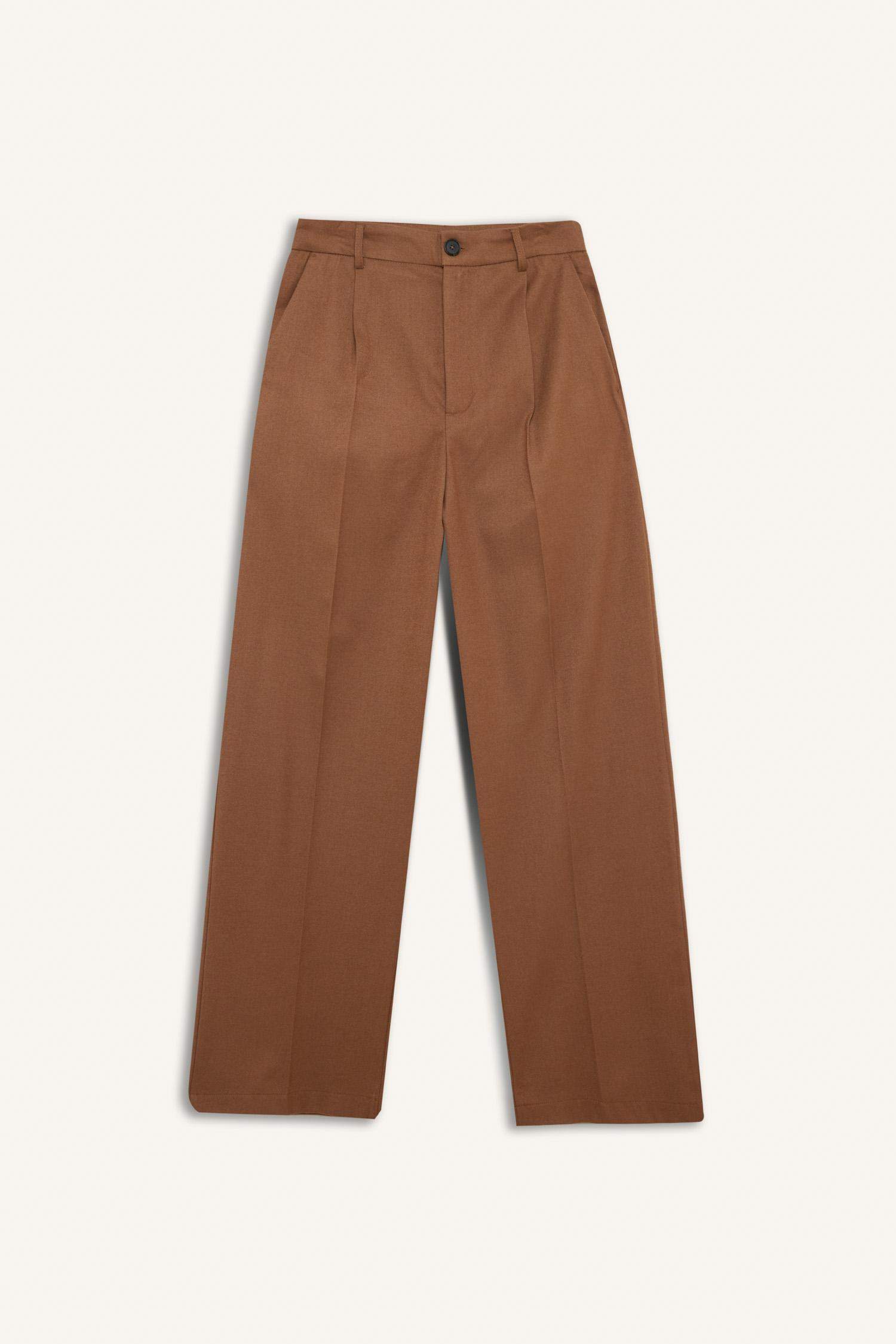 بنطلون وايد ليج برجل واسع بجيب وخصر عالي