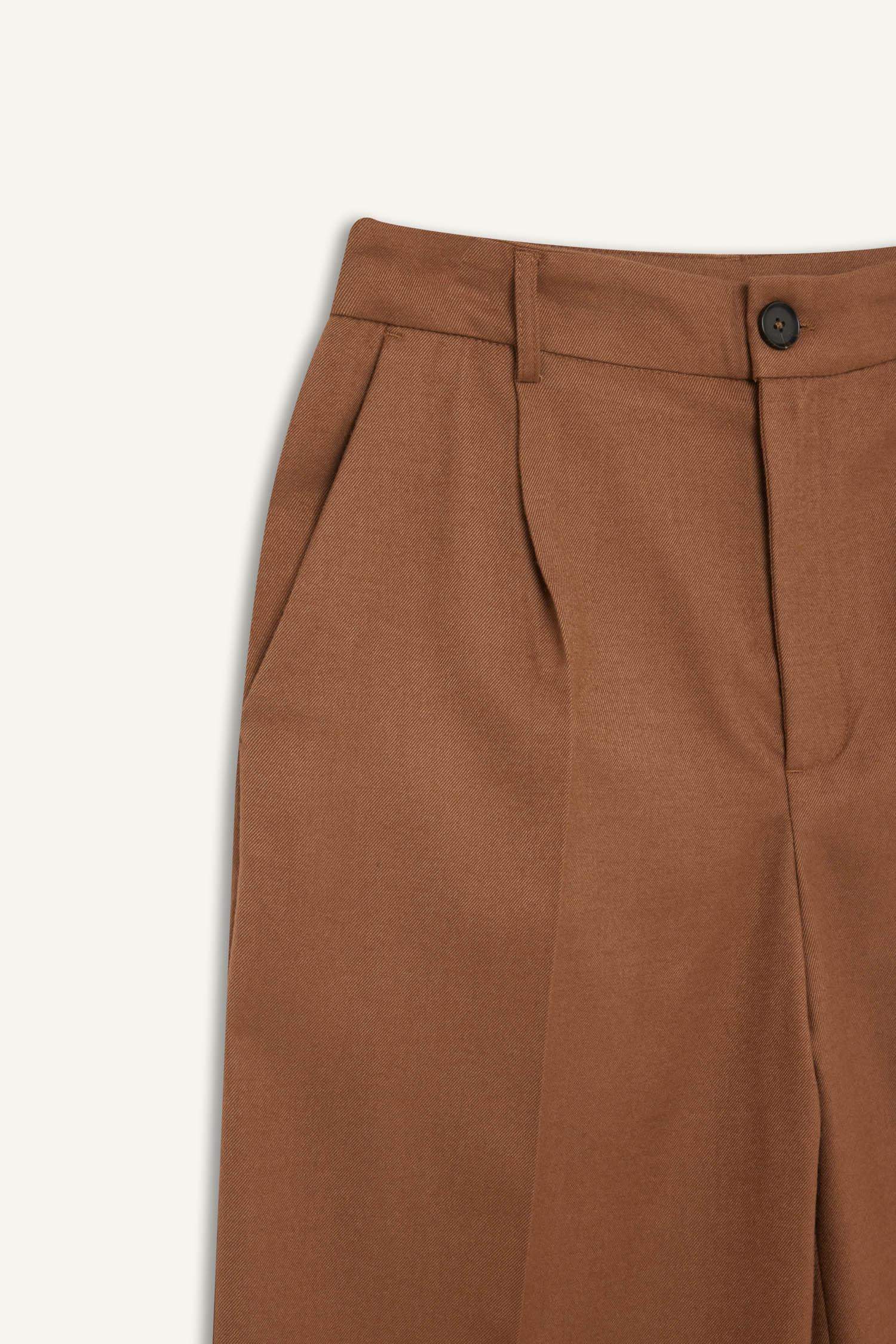 بنطلون وايد ليج برجل واسع بجيب وخصر عالي