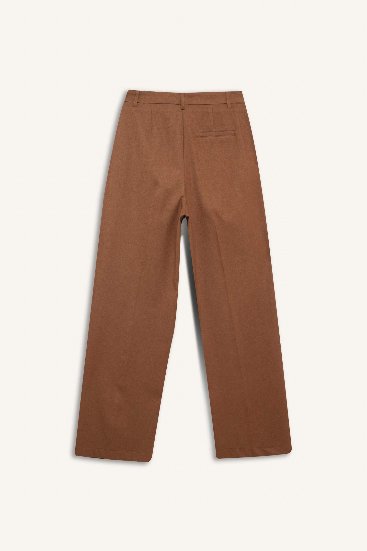 بنطلون وايد ليج برجل واسع بجيب وخصر عالي