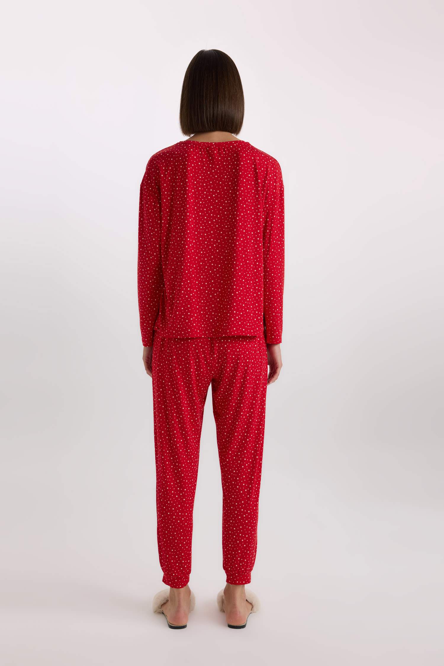 Pijama Takımı Softshell Uzun Kollu Üst Beli Lastikli Uzun Alt-Fall in Love