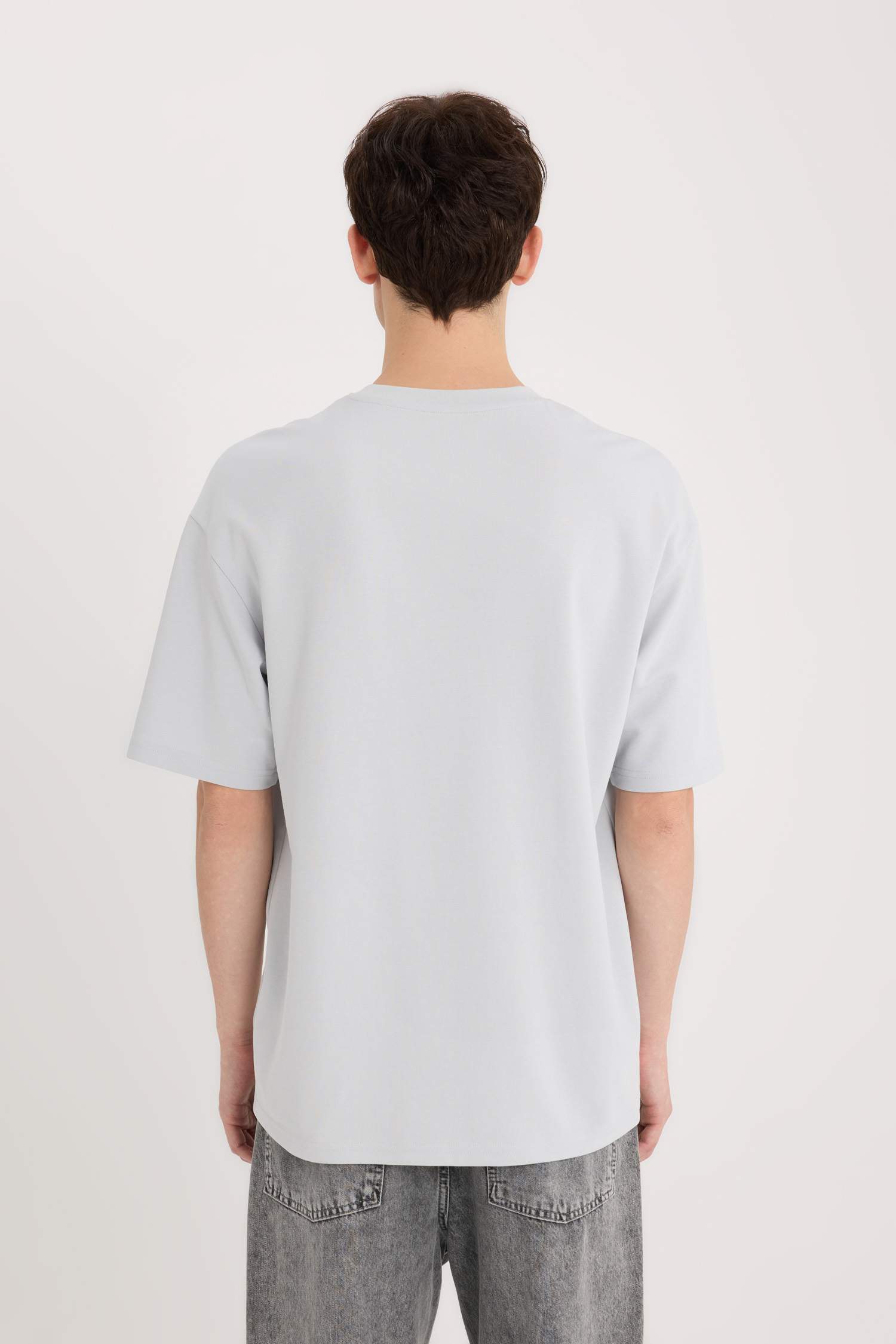 Boxy Fit с круглым вырезом, футболка из тяжелой ткани с принтом