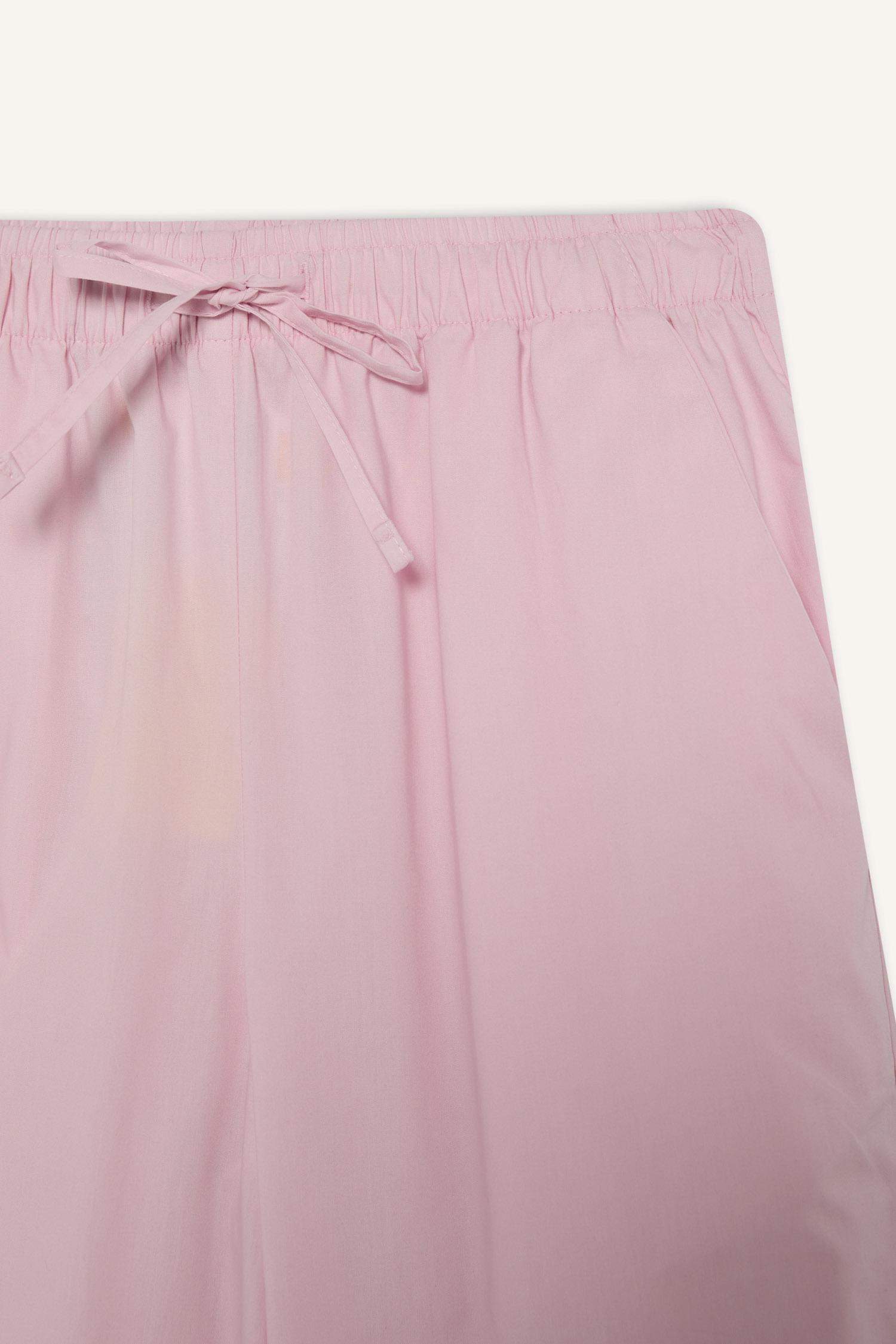 بنطرون مخطط بوبلين برجل واسع وايد ليج وخصر عالي