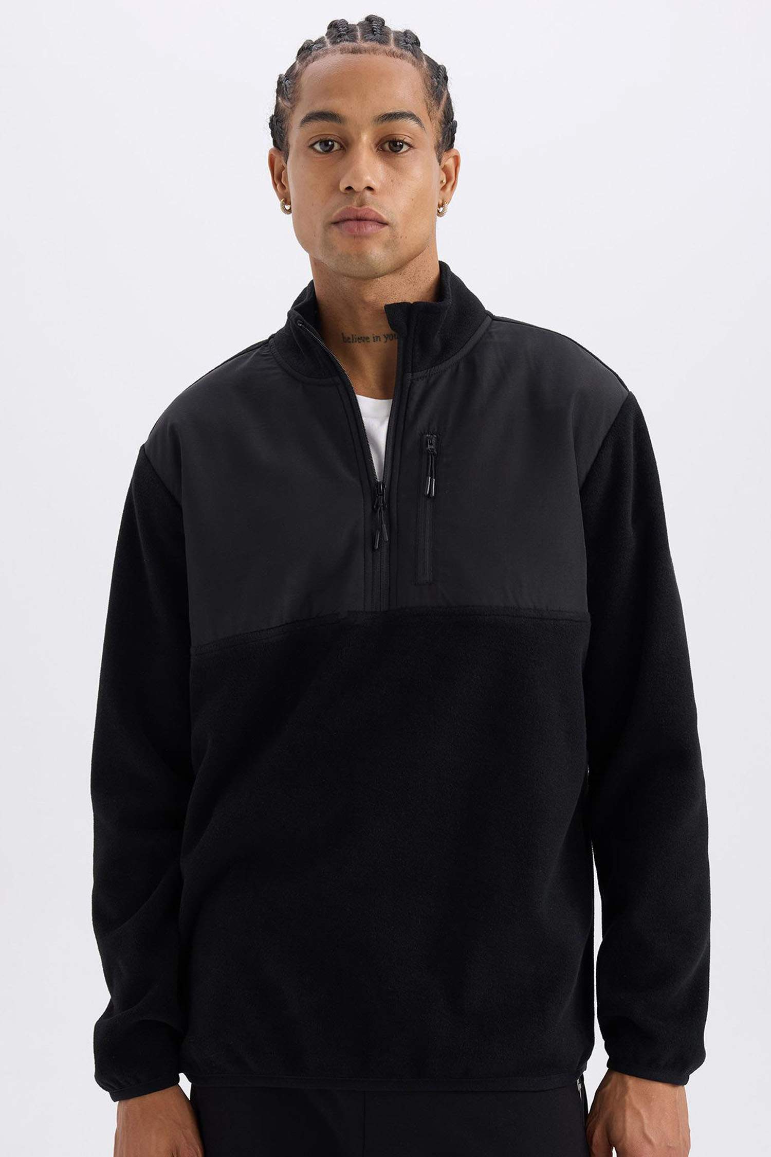 DeFactoFit Standard Fit Stand Collar Polar Sports Sweatshirt