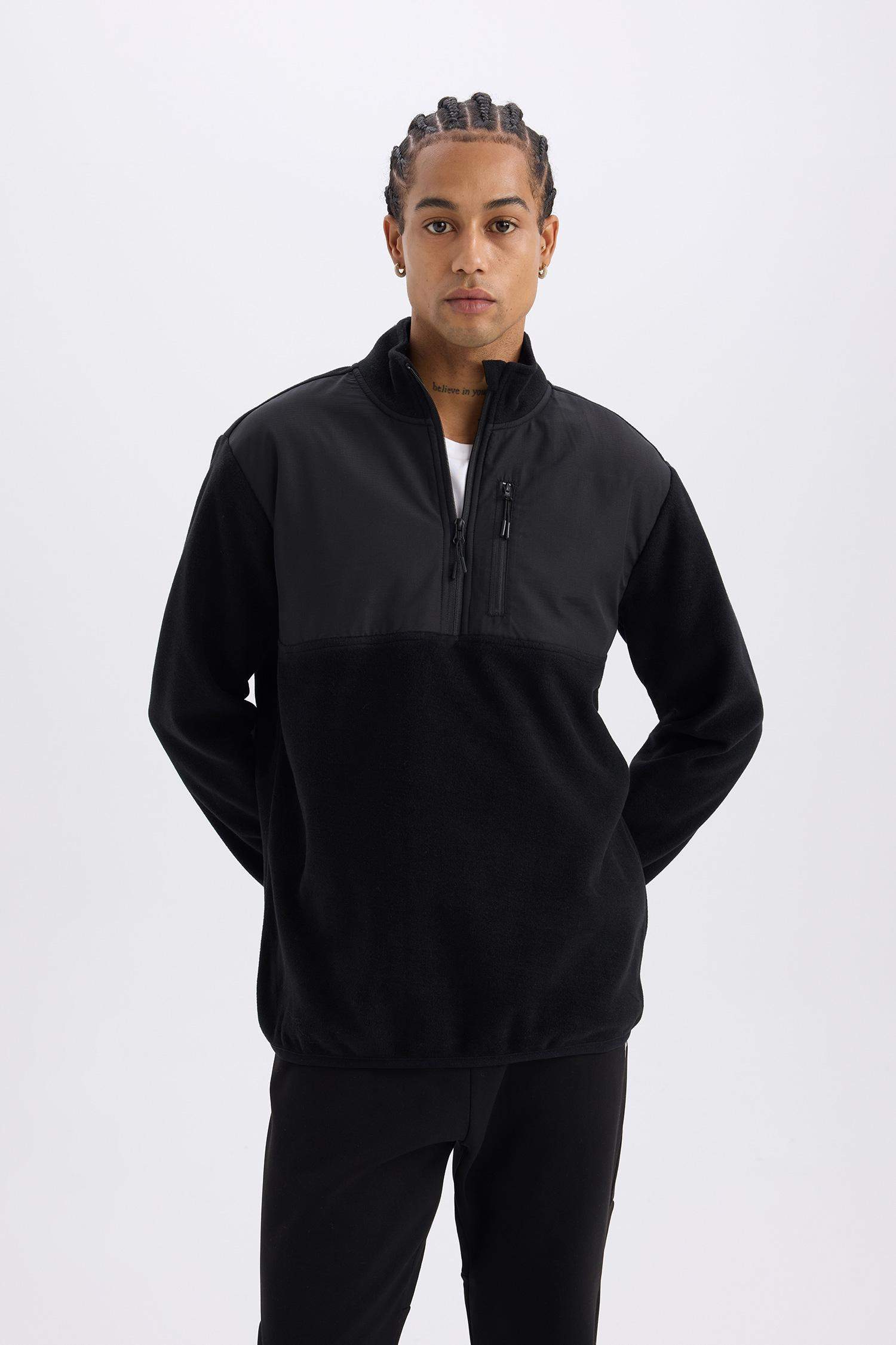 DeFactoFit Standard Fit Stand Collar Polar Sports Sweatshirt