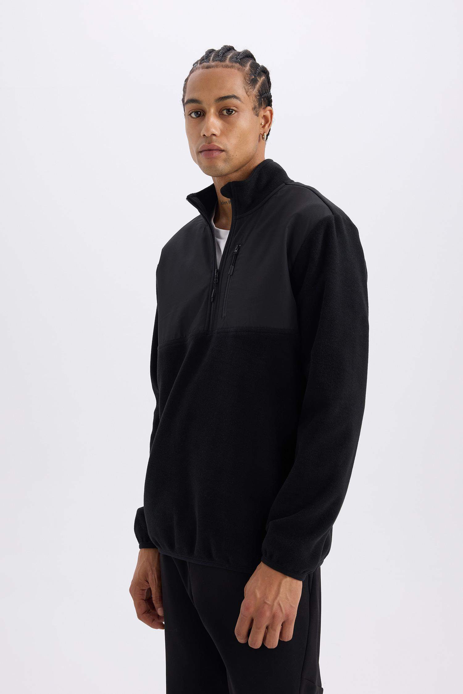 DeFactoFit Standard Fit Stand Collar Polar Sports Sweatshirt