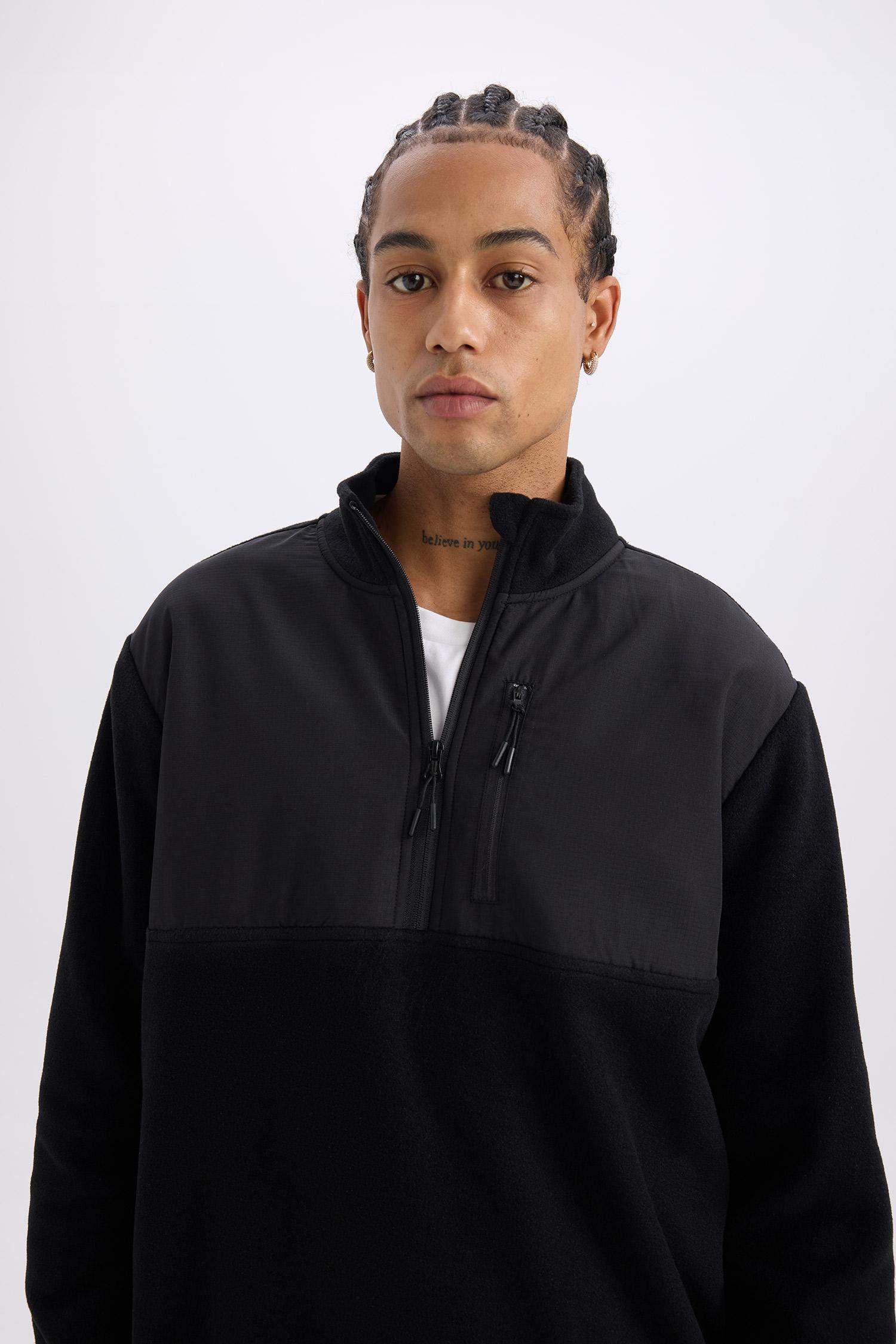 DeFactoFit Standard Fit Stand Collar Polar Sports Sweatshirt