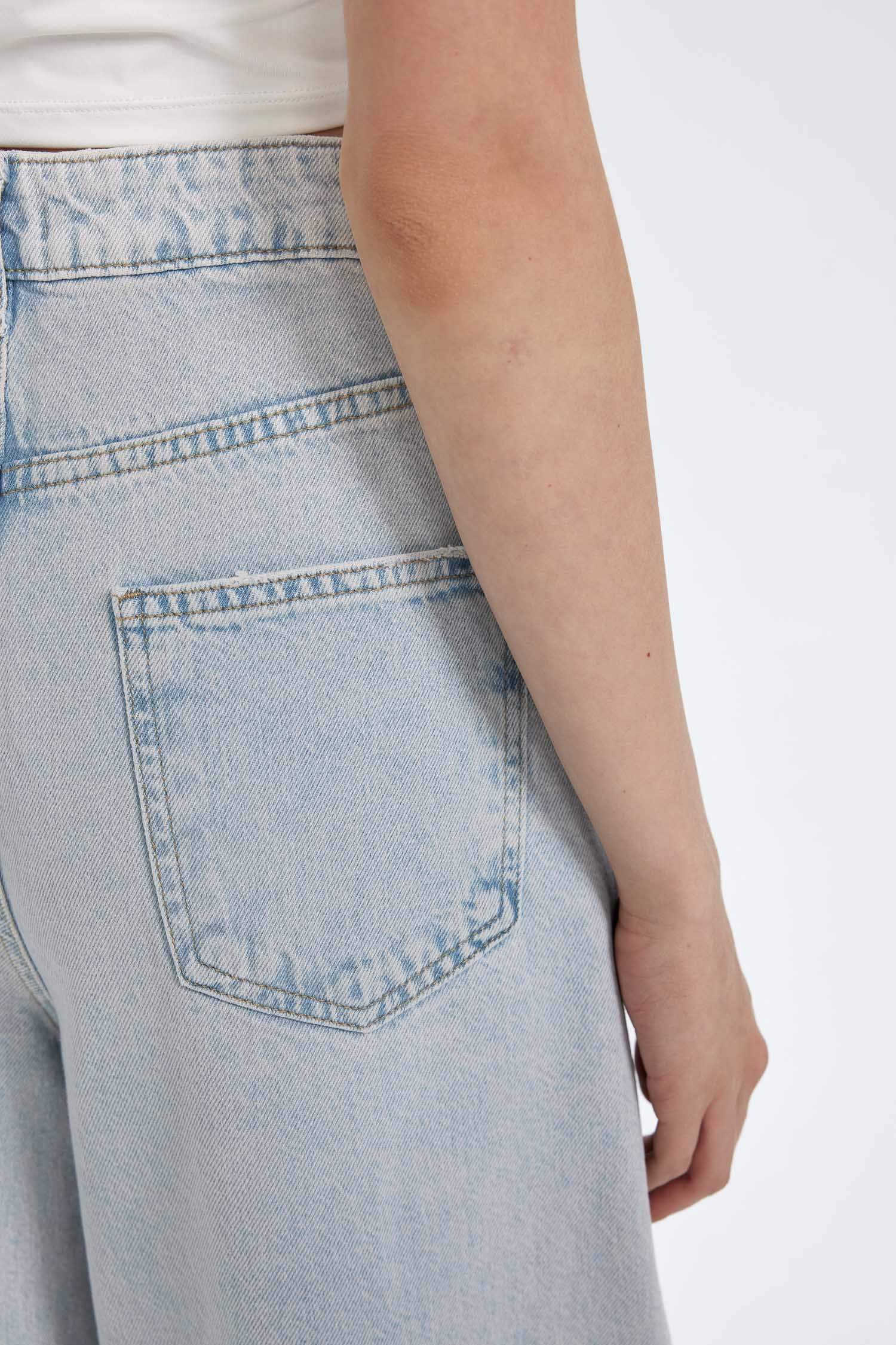 Wide Baggy Fit Ekstra Geniş Kalıp Normal Bel Ekstra Geniş Paça Jean Yıkamalı Pantolon