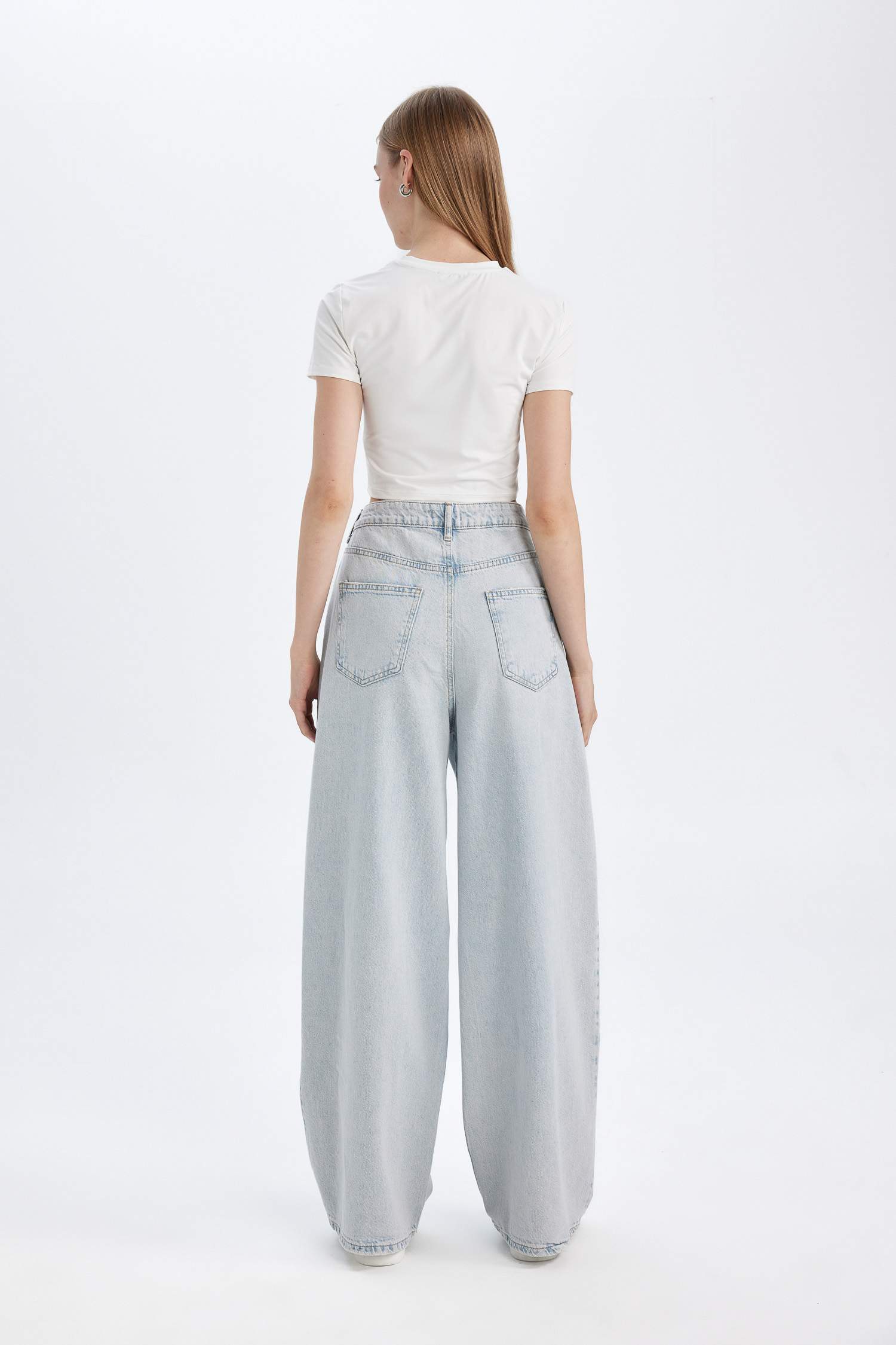 Wide Baggy Fit Ekstra Geniş Kalıp Normal Bel Ekstra Geniş Paça Jean Yıkamalı Pantolon