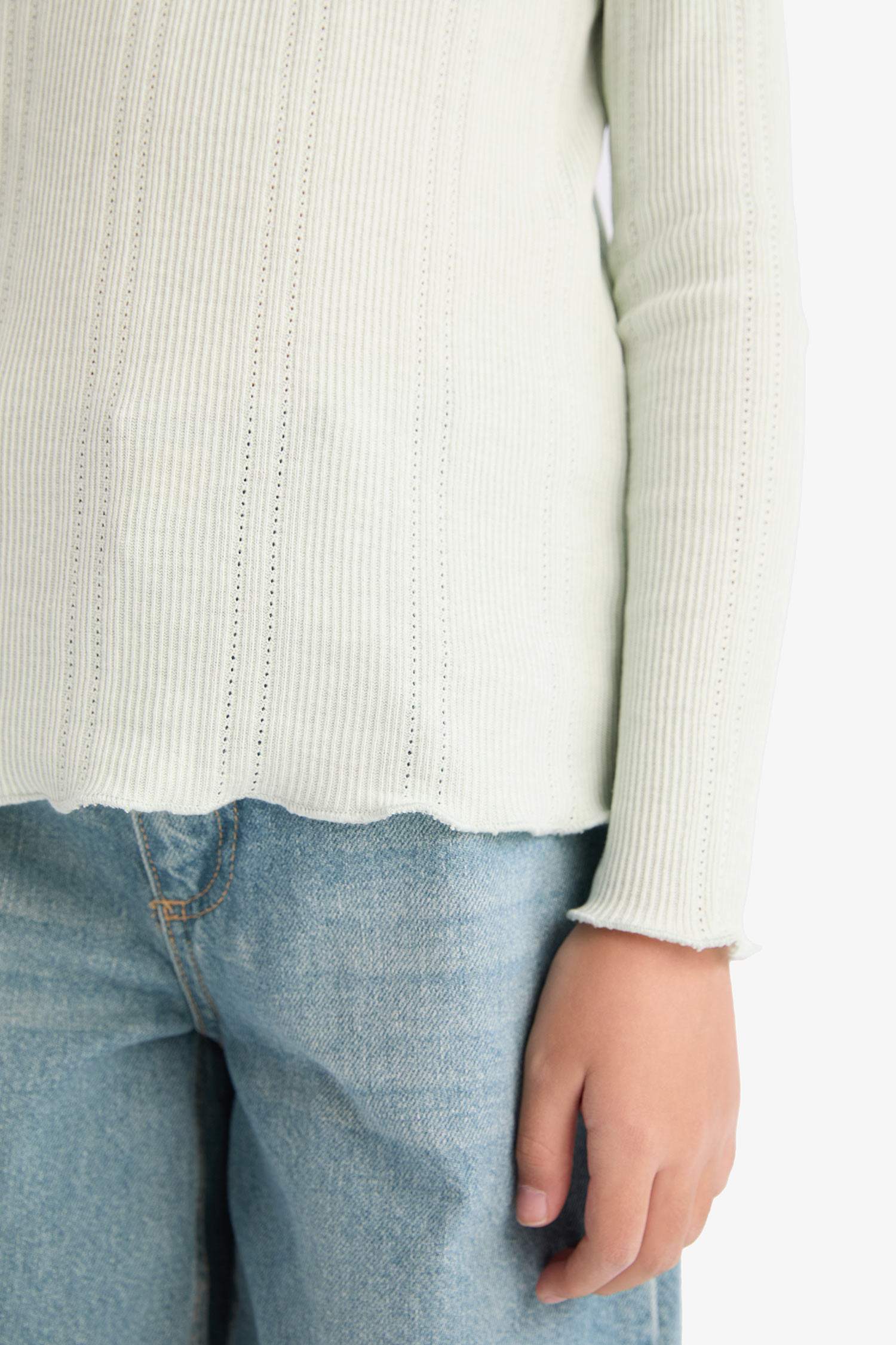 تيشيرت بناتي ردن طويل سليم فيت بياخة مستديرة