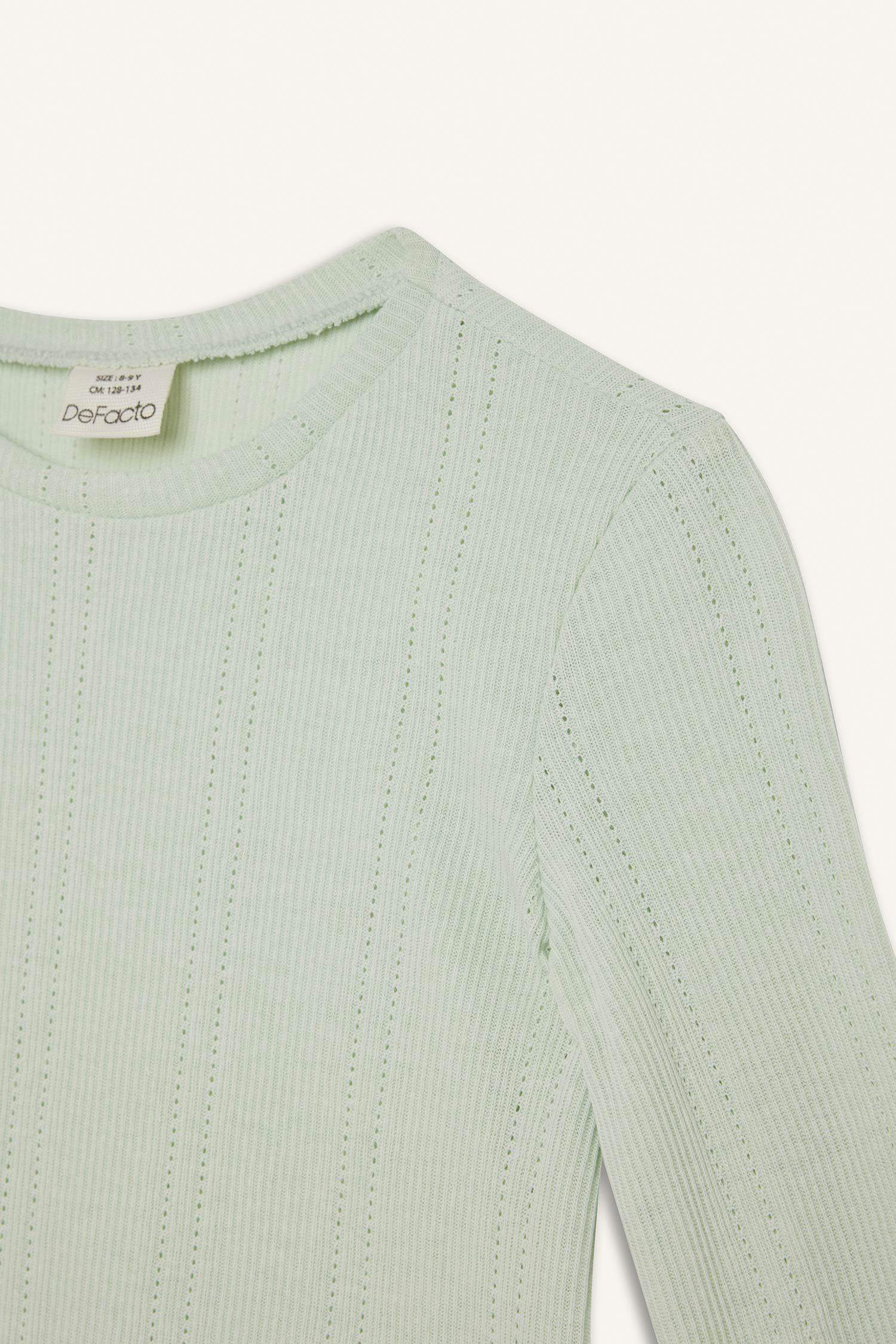 تيشيرت بناتي ردن طويل سليم فيت بياخة مستديرة