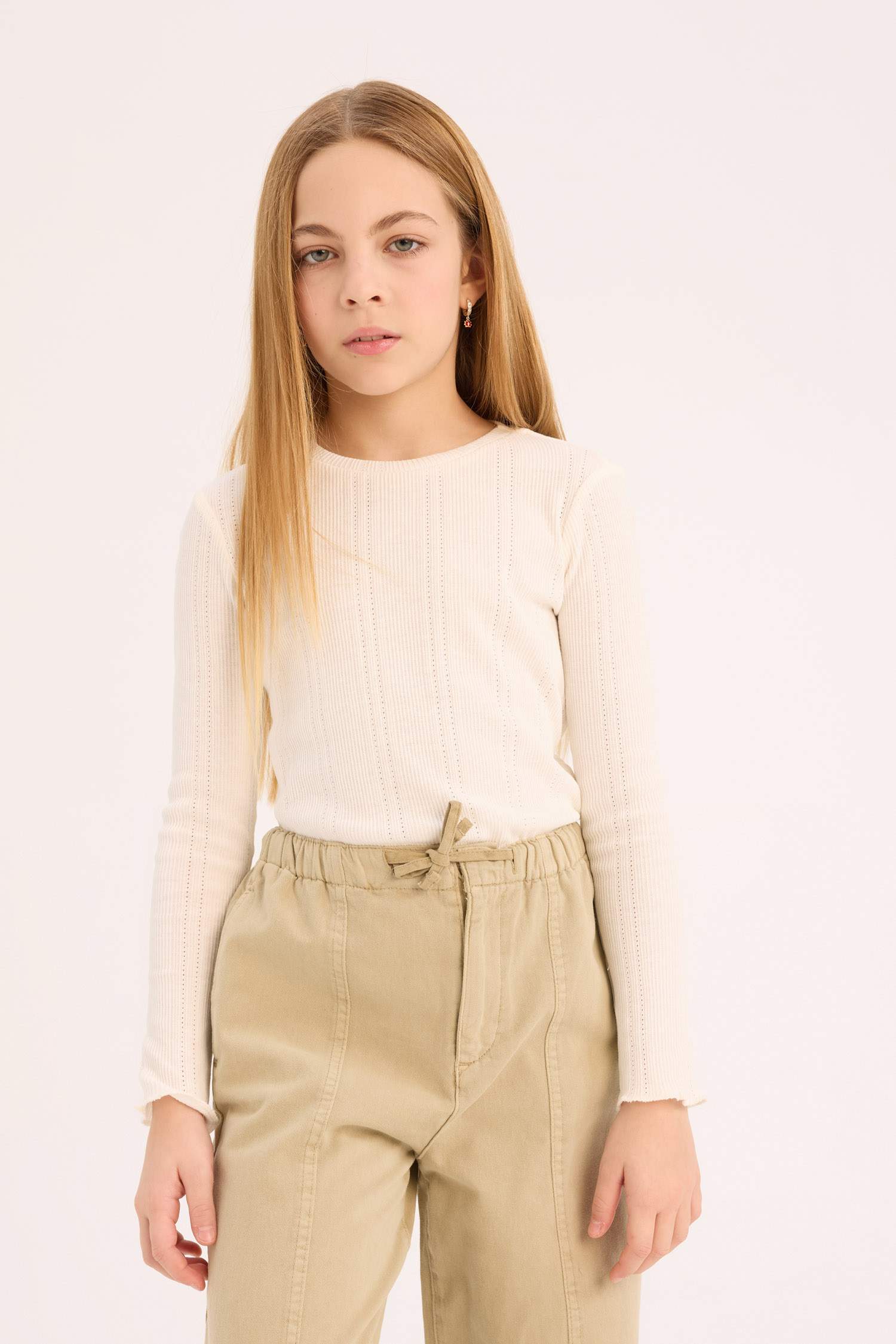 تيشيرت كم طويل سليم فيت بياقة مستديرة