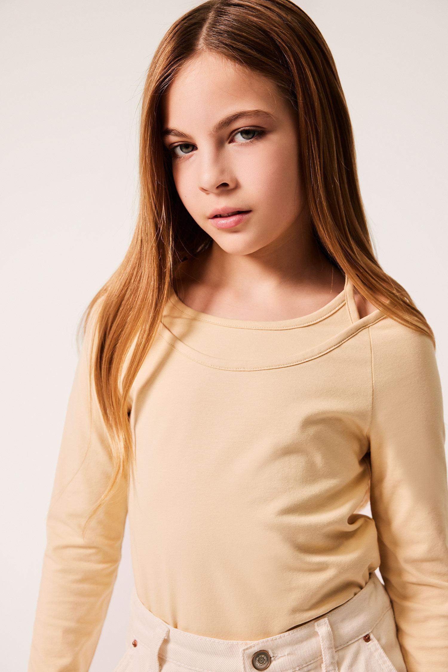 Girl Slim Fit Sweet Printed Corduroy Long Sleeve T-Shirt