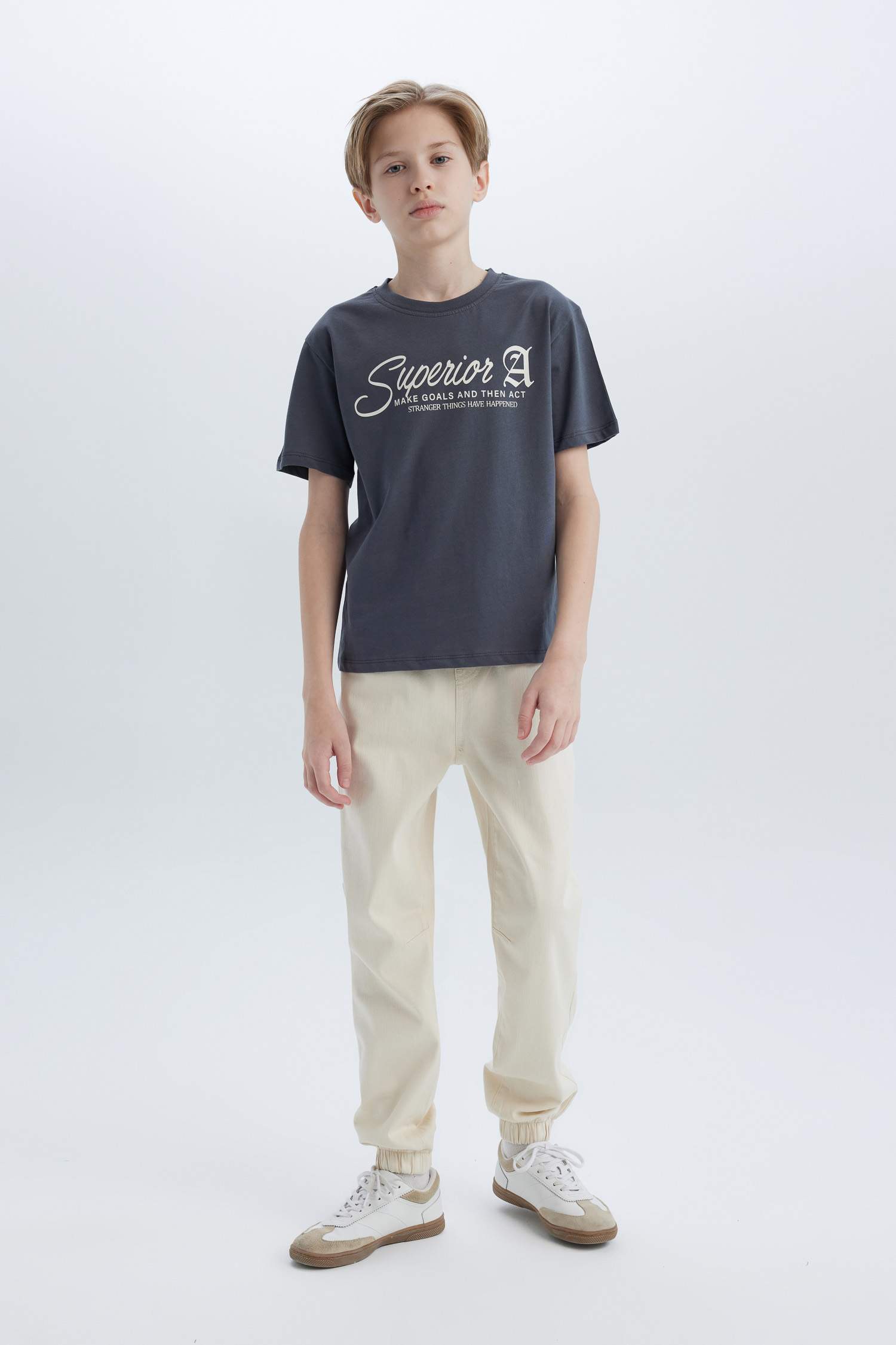 Erkek Çocuk Bisiklet Yaka Baskılı Kısa Kollu Tişört