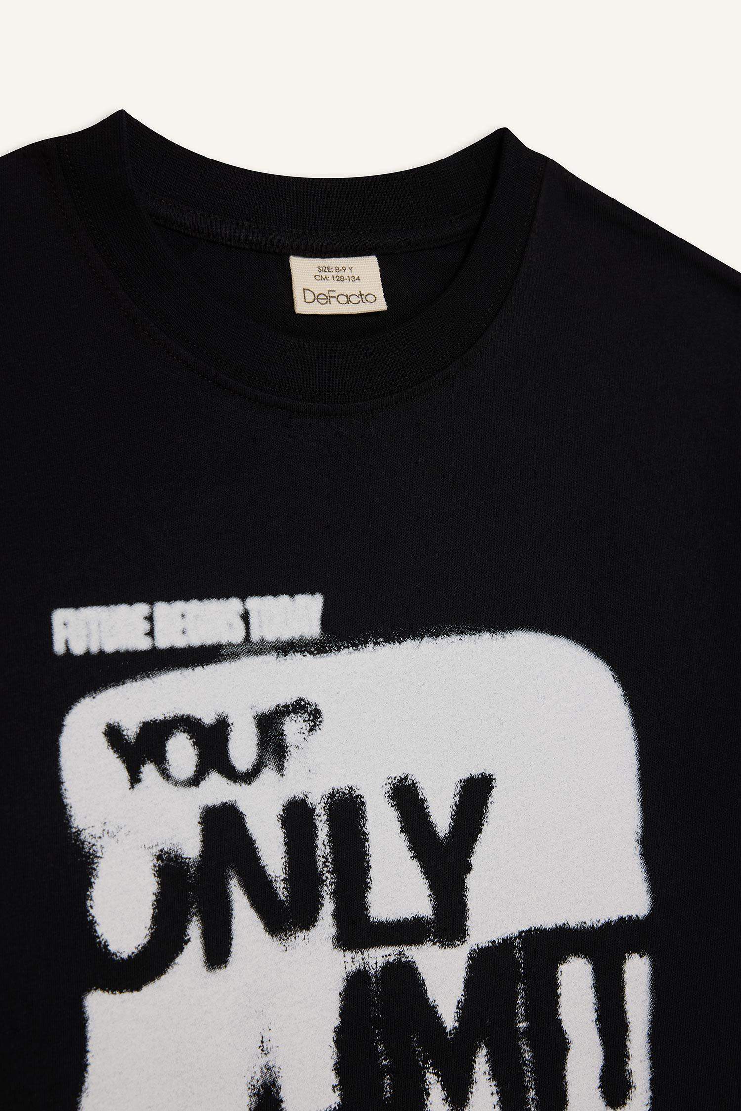 Erkek Çocuk Bisiklet Yaka Baskılı Kısa Kollu Tişört