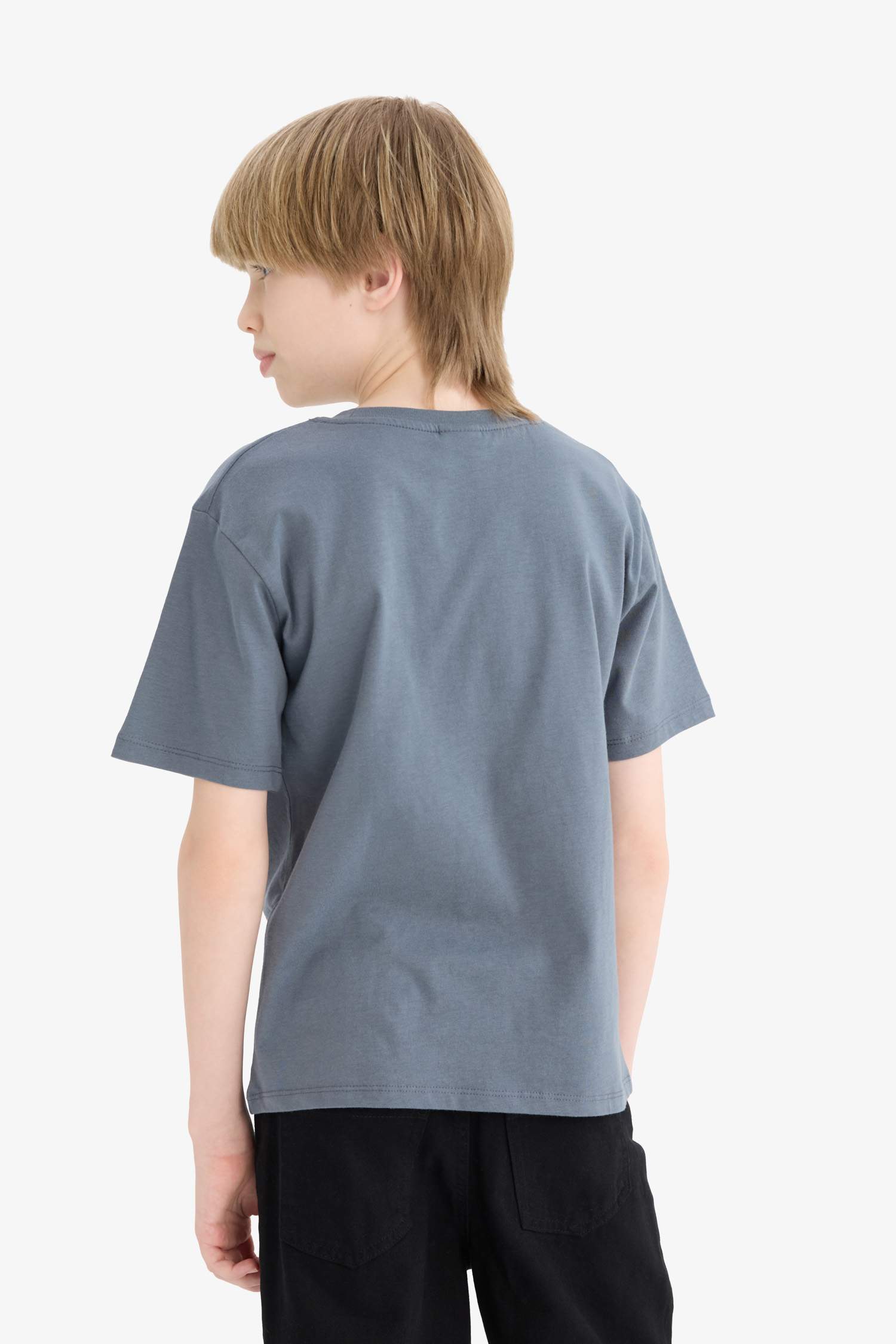 Erkek Çocuk Bisiklet Yaka Baskılı Kısa Kollu Tişört