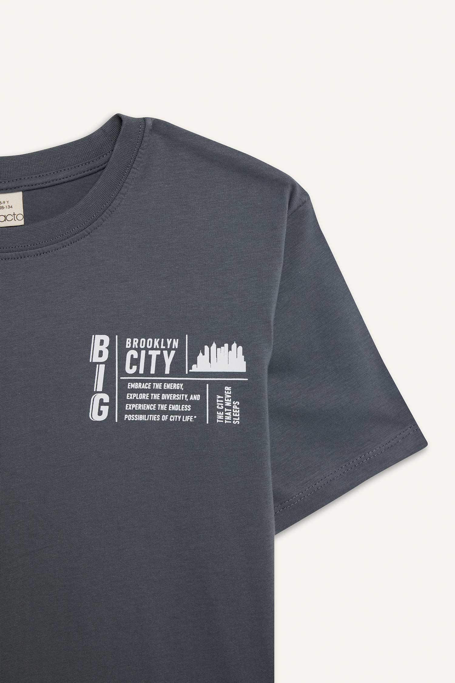 Erkek Çocuk Bisiklet Yaka Baskılı Kısa Kollu Tişört