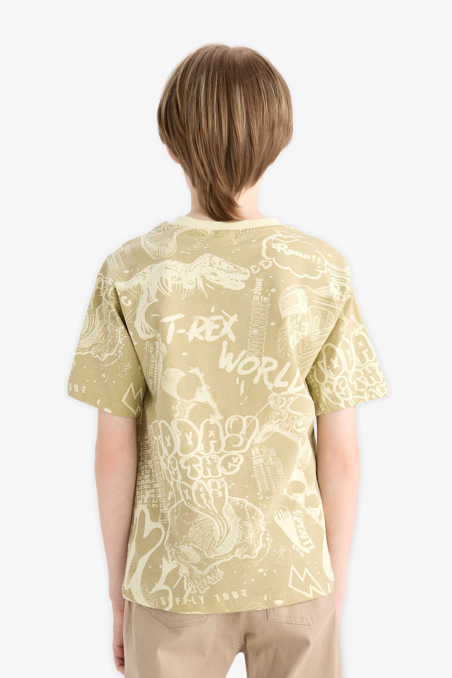 Erkek Çocuk Bisiklet Yaka Desenli Kısa Kollu Tişört