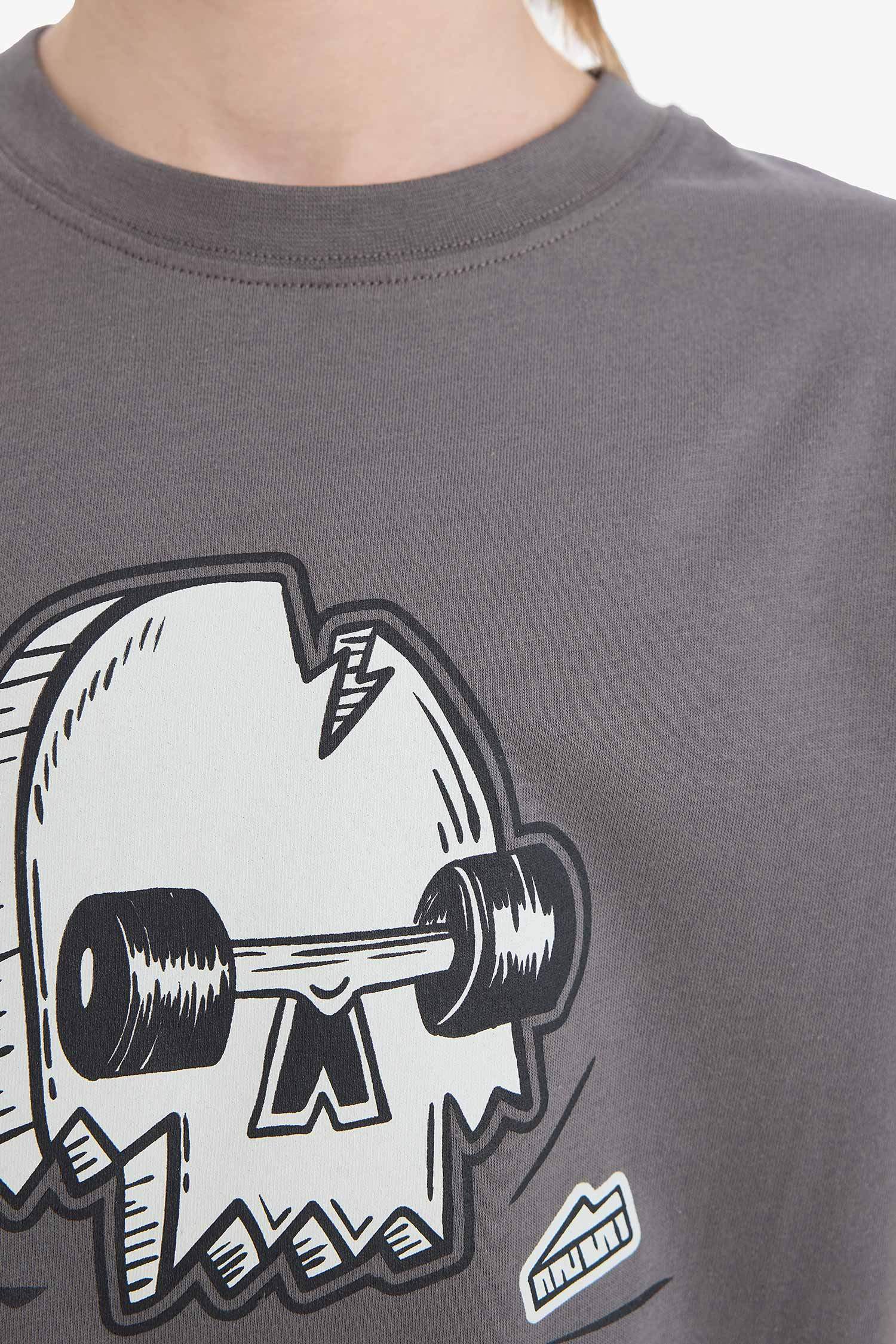 Erkek Çocuk Bisiklet Yaka Kaykay Baskılı Kısa Kollu Tişört