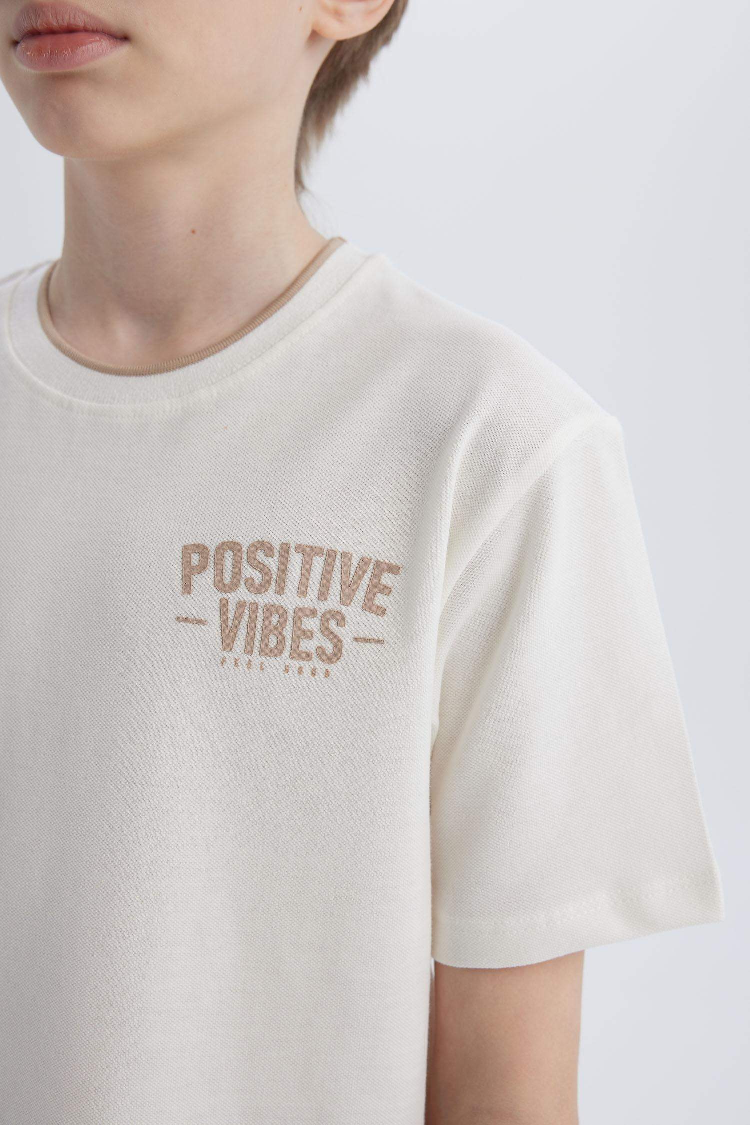 Erkek Çocuk Bisiklet Yaka Baskılı Pike Kısa Kollu Tişört