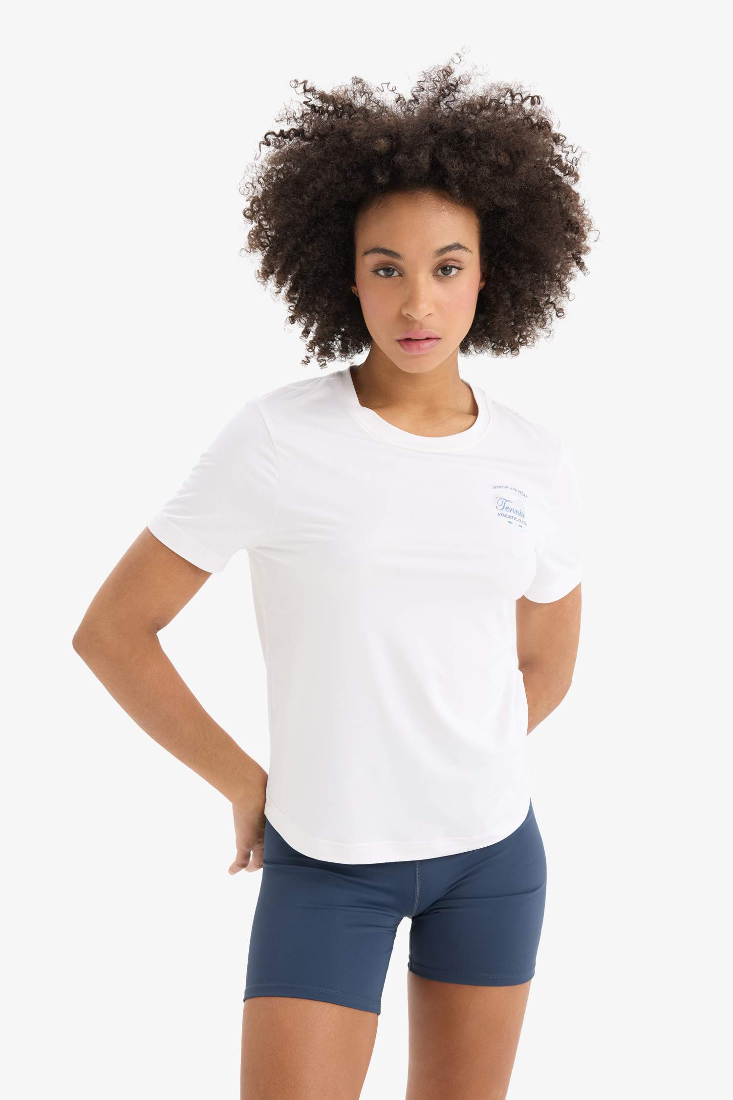 DeFactoFit Oversize Fit Crew Neck Slogan Printed T-Shirt