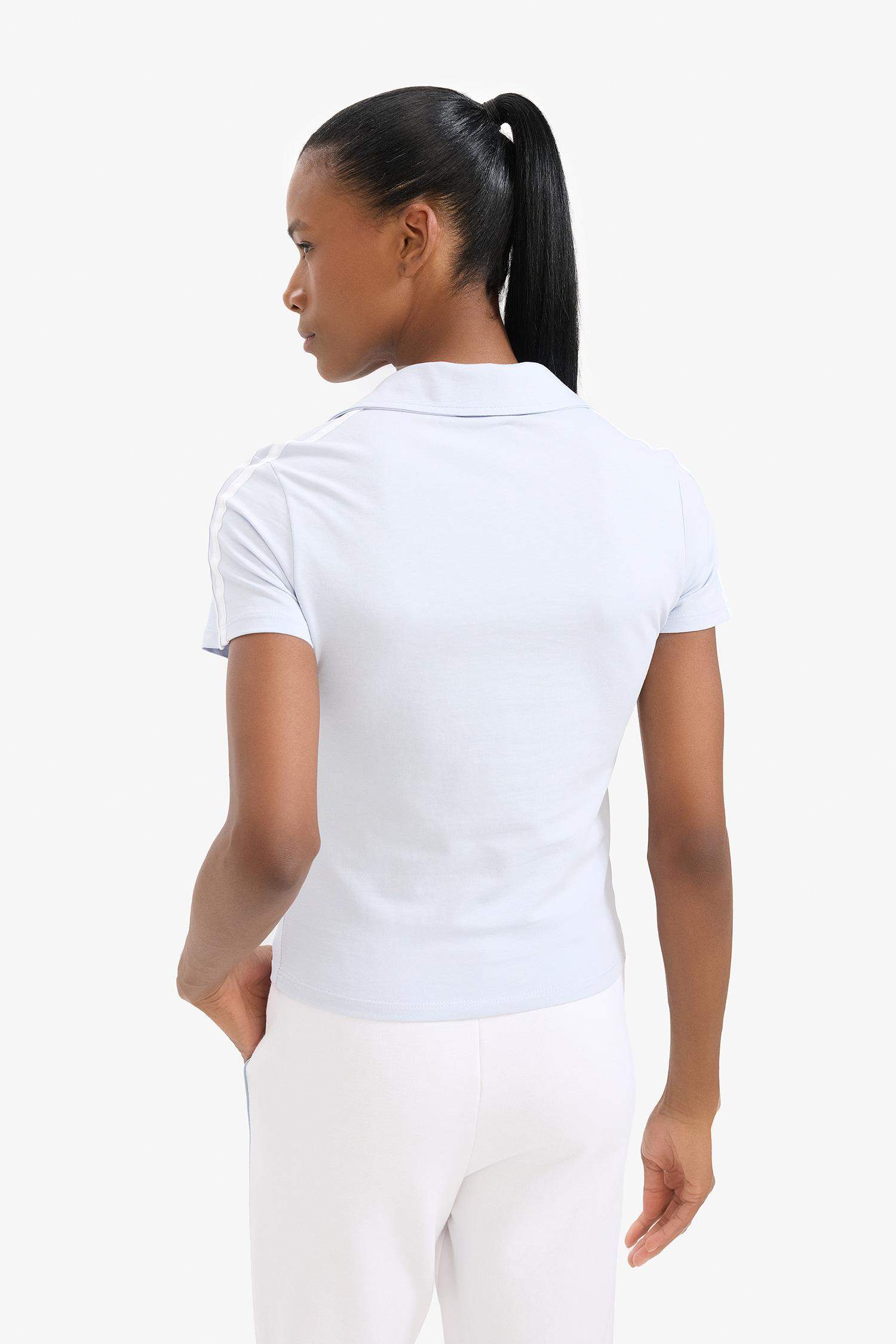 DeFactoFit облегающий поло с принтом-слоганом, спортивная футболка, короткий рукав