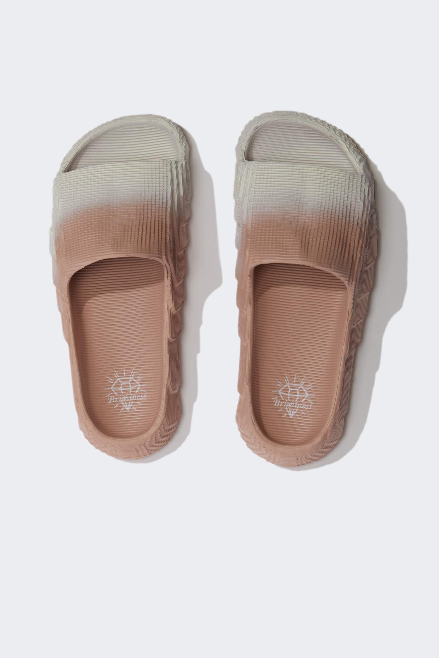 شبشب حريمي إيفا بكعب مسطح بشريط مزدوج زهري متدرج