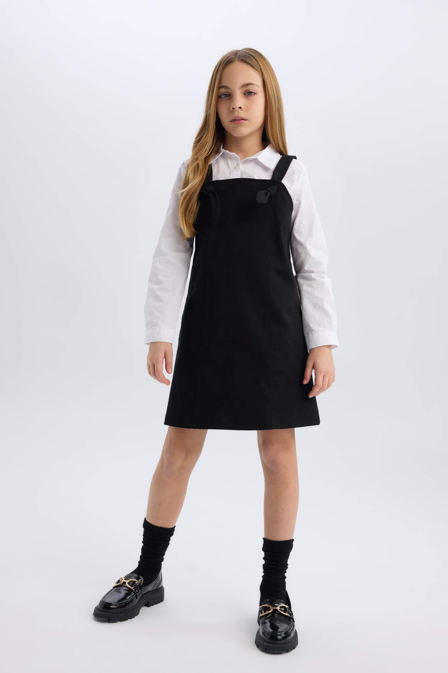 Girl Suspender Gabardine Overall Dress