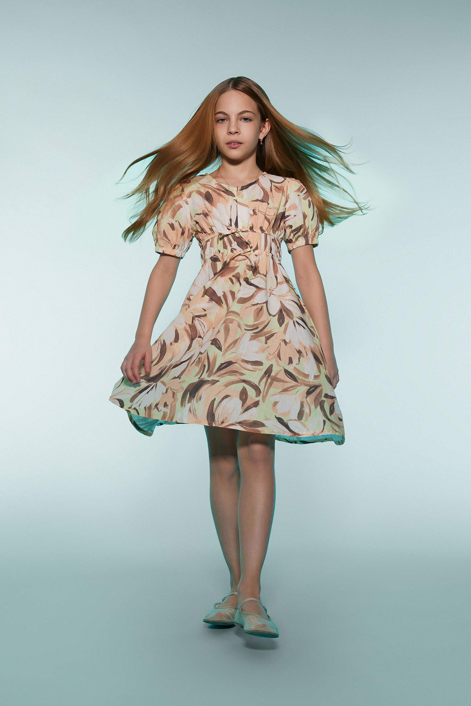 Kız Çocuk Pamuklu Desenli Kısa Kollu Yazlık Elbise