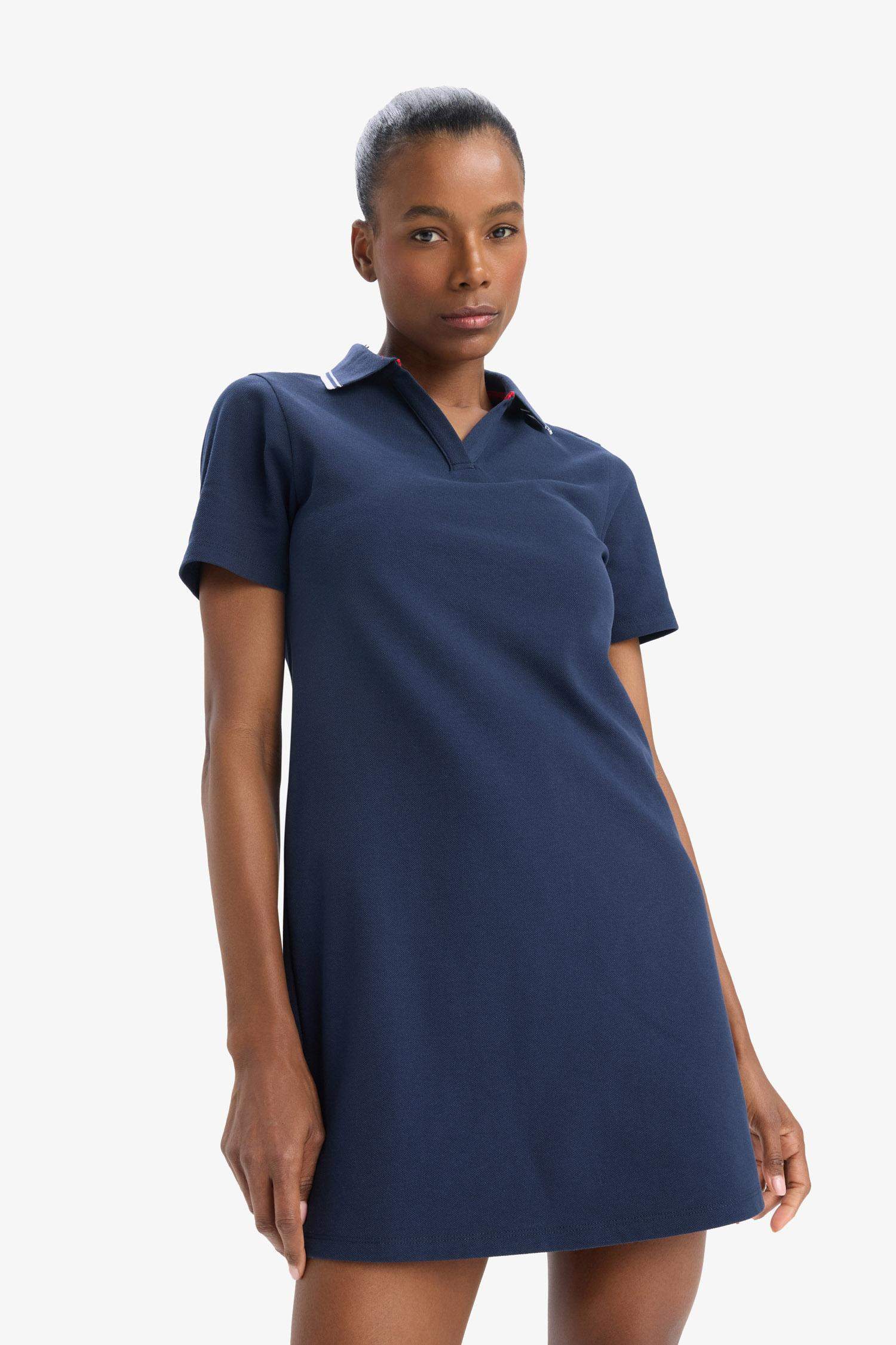 DeFactoFit Standard Fit Polo Neck Pique Mini Sports Dress