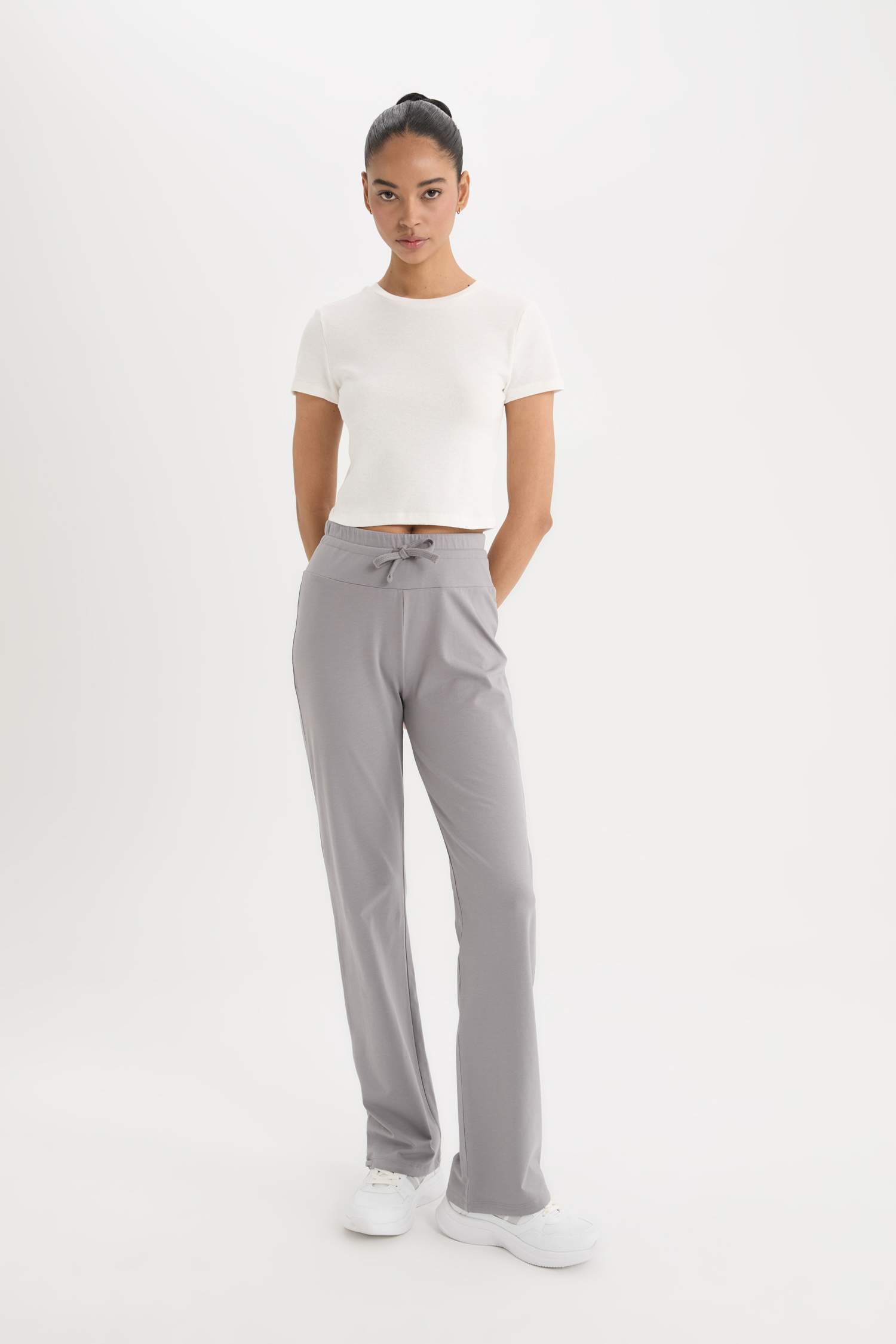 Flare Fit Yüksek Bel İspanyol Paça Sporcu Pantolon