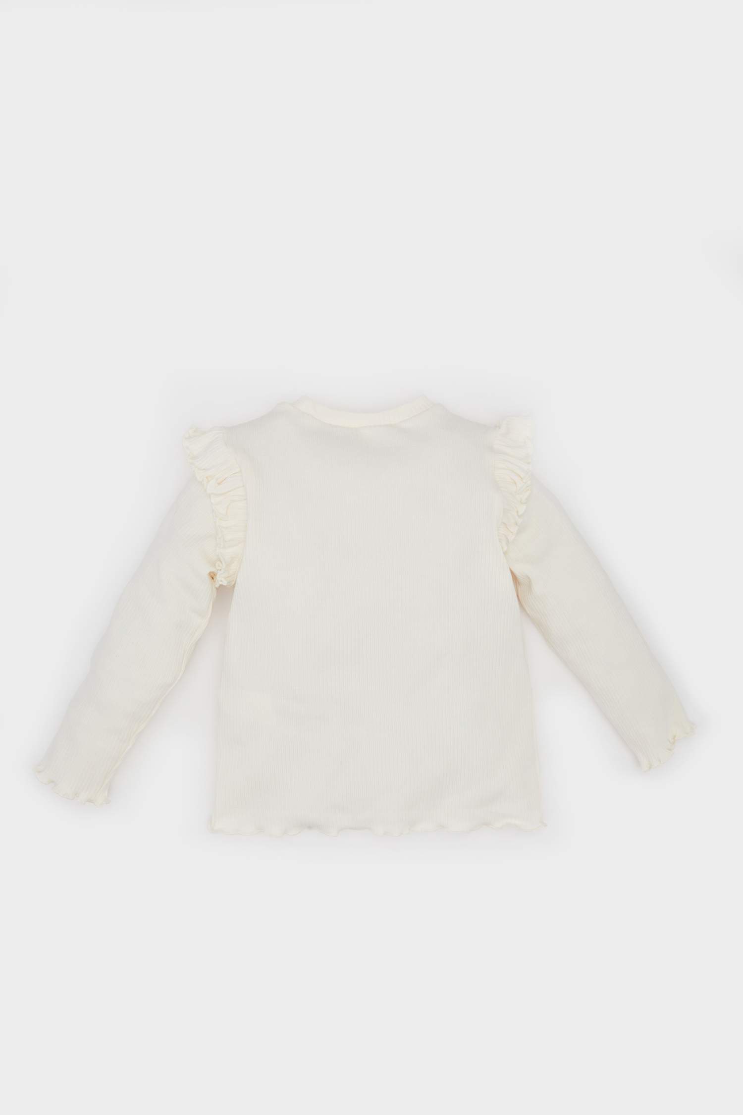 Kız Bebek Bisiklet Yaka Çiçekli Fitilli Kaşkorse Uzun Kollu Tişört