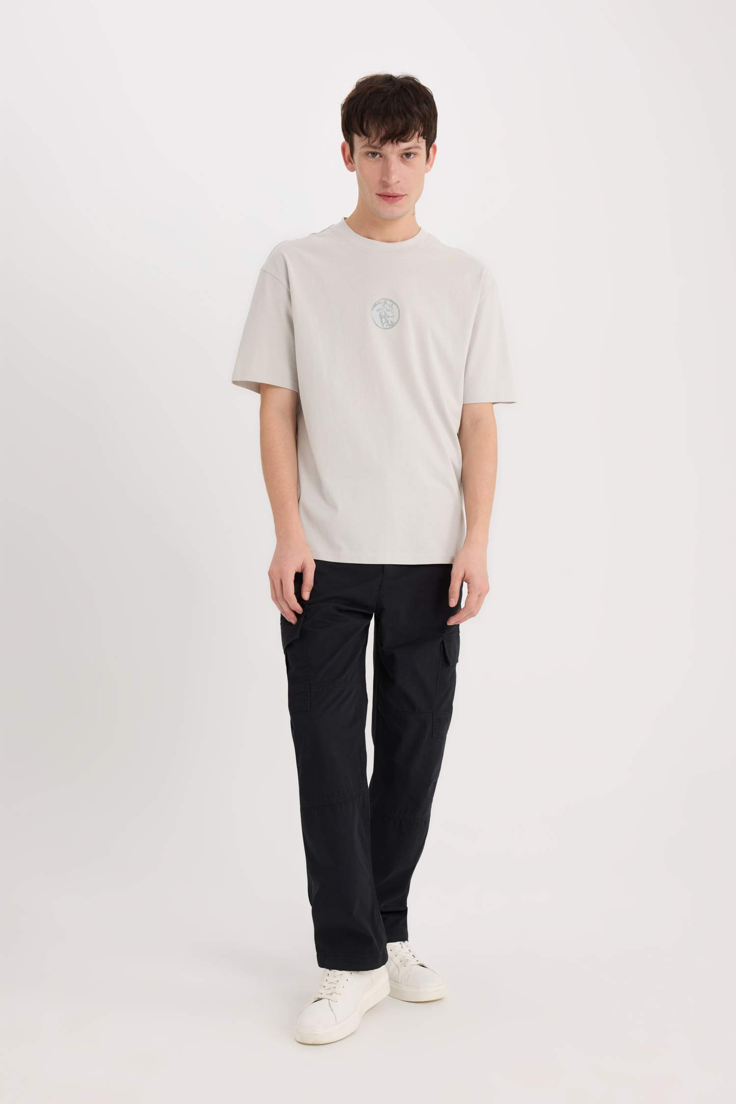 Boxy Fit Crew Neck Printed Short Sleeve T-Shirt