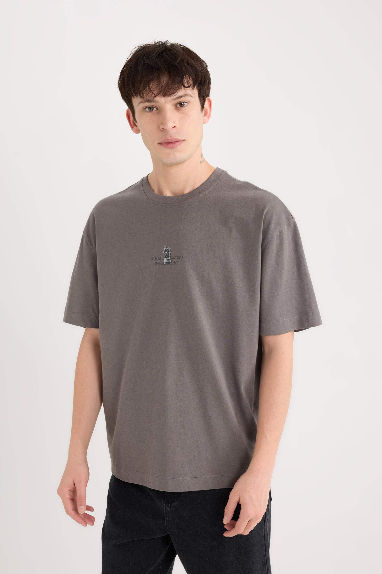 Oversize Fit Crew Neck Printed Short Sleeve T-Shirt