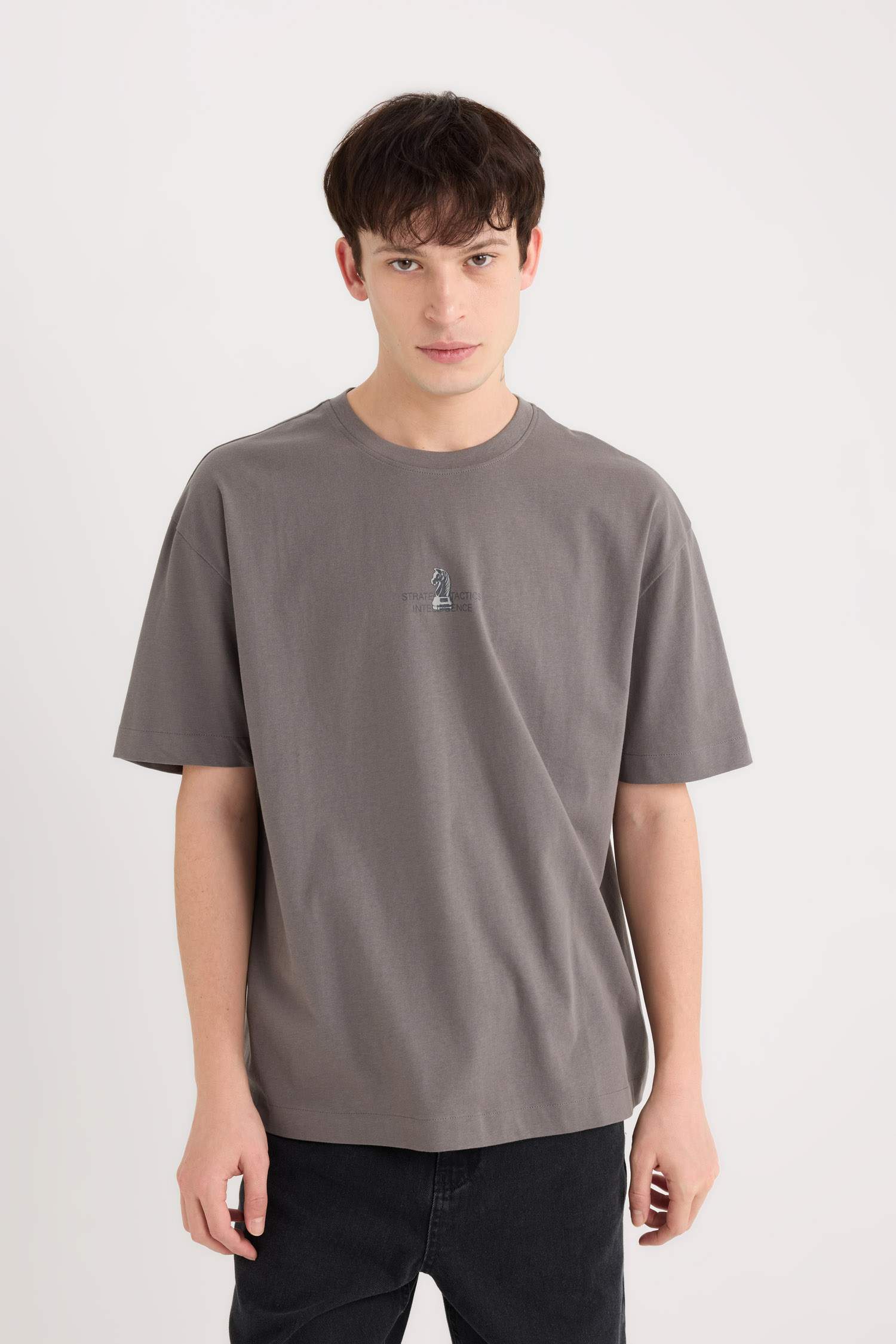 Oversize Fit Crew Neck Printed Short Sleeve T-Shirt