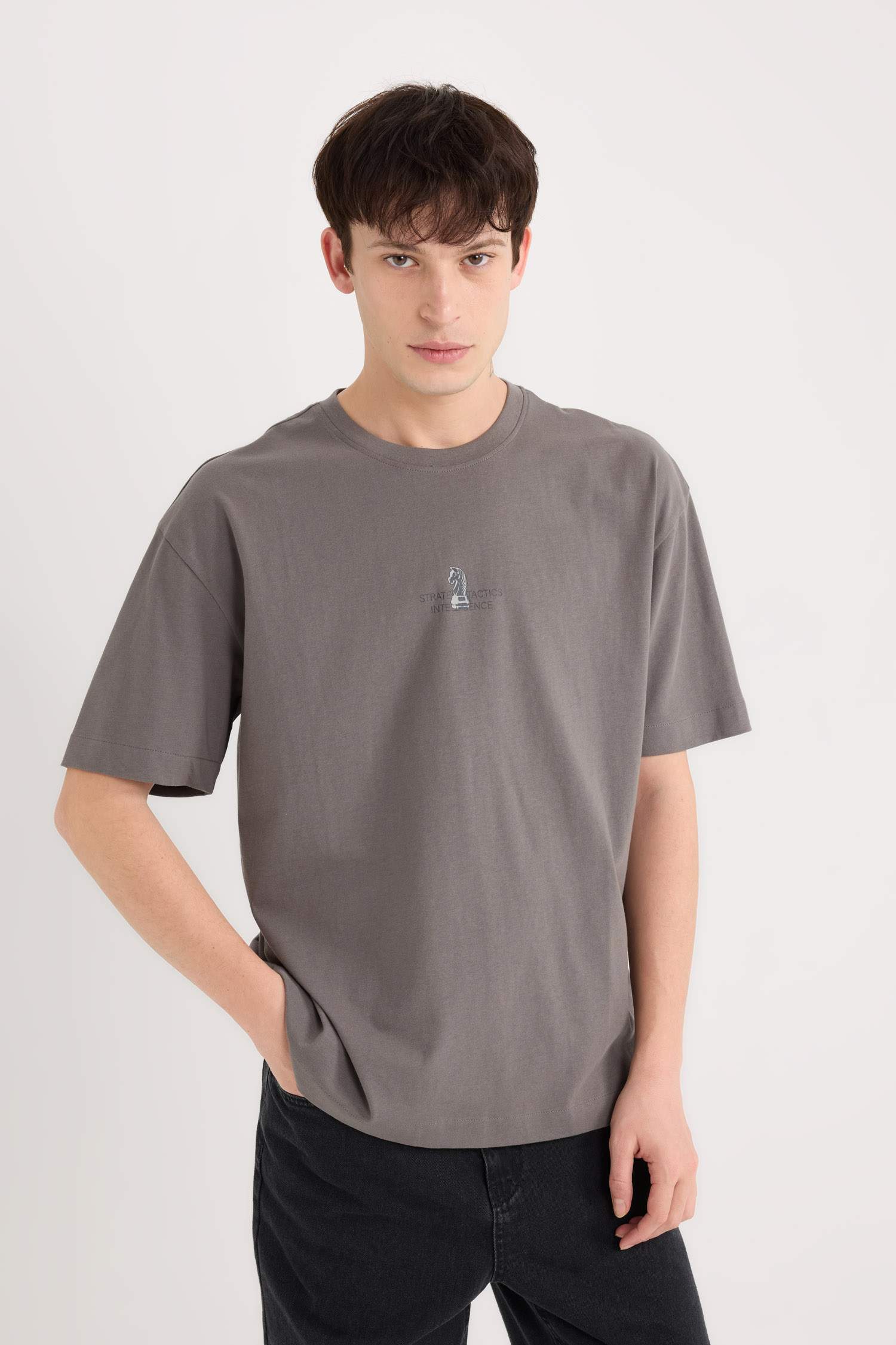 Oversize Fit Crew Neck Printed Short Sleeve T-Shirt