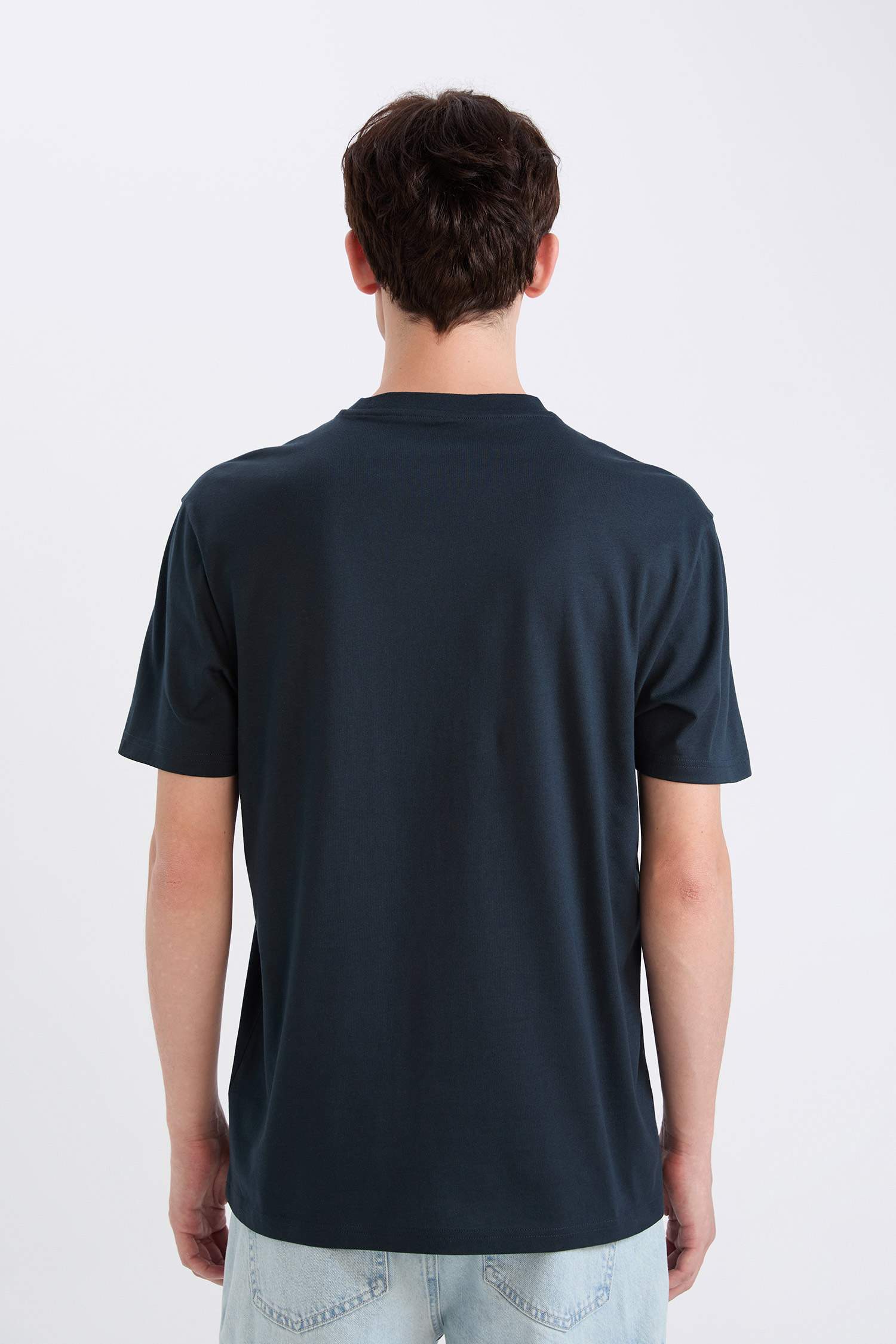 %100 Pamuk Regular Fit Bisiklet Yaka Baskılı Kısa Kollu Tişört