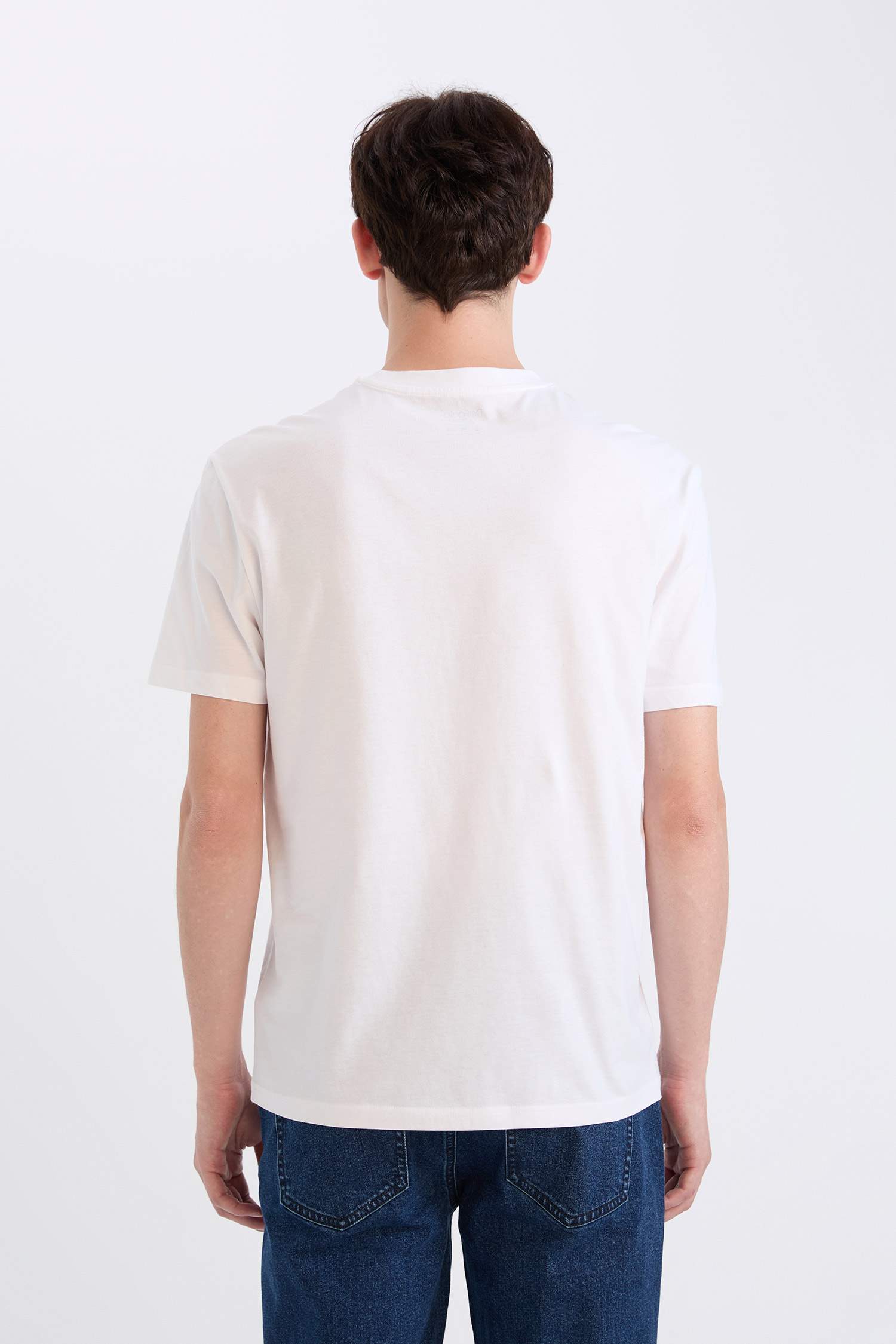 تيشيرت مطبوع قصة عادية برقبة مستديرة