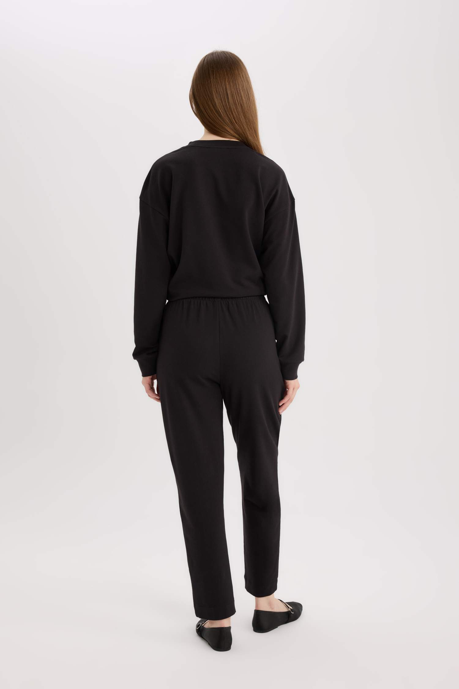 Harem Basic Düz Sweatshirt Kumaşı Pantolon