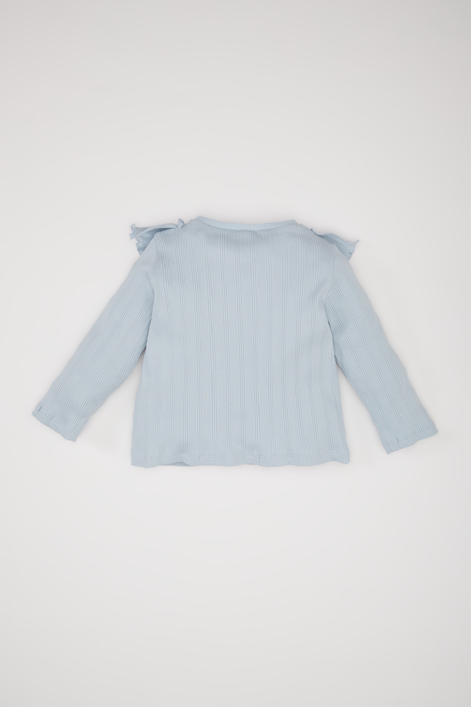 Girl Crew Neck Ribbed Camisole Ruffled Long Sleeve T-Shirt